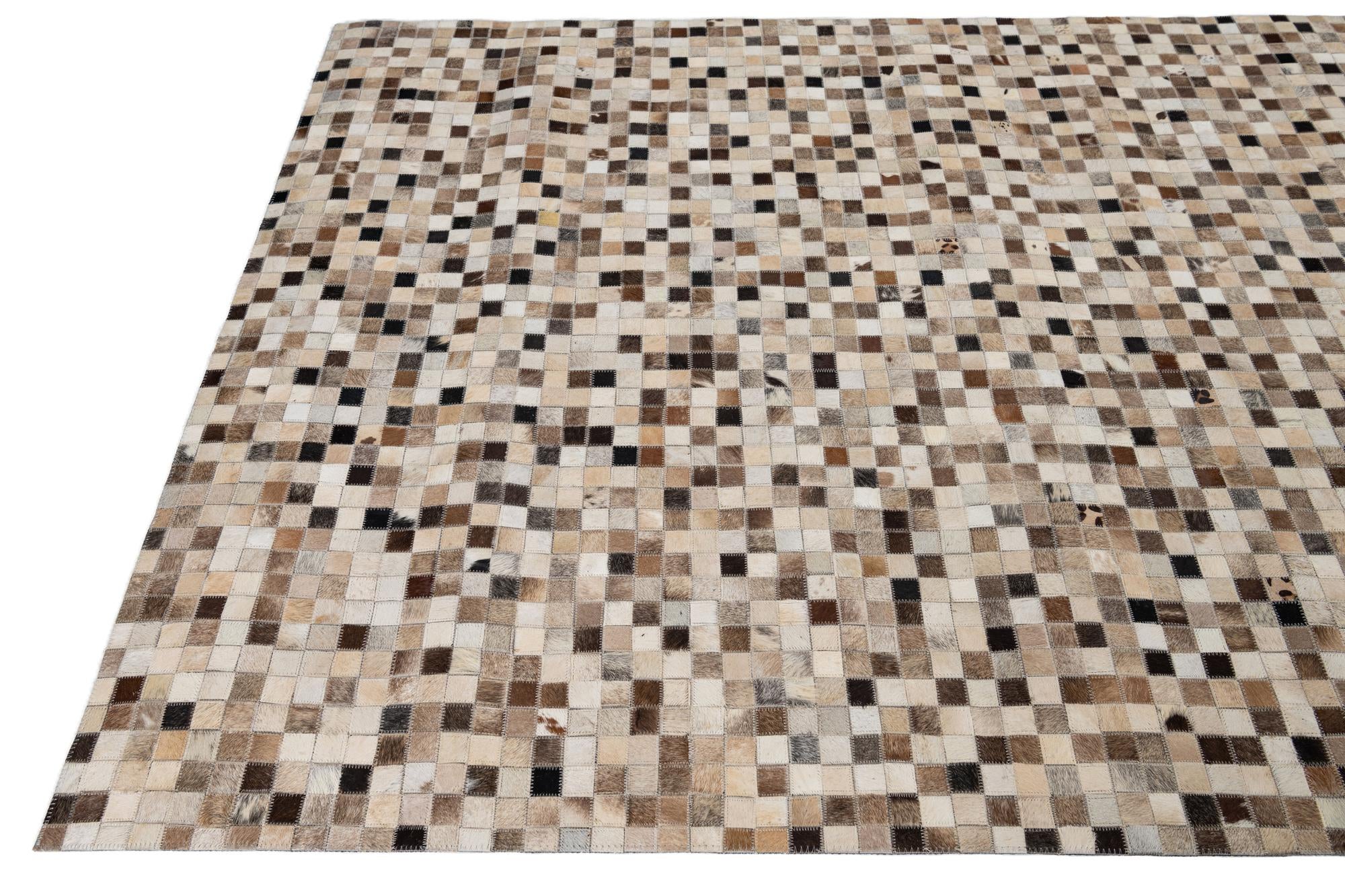 5' x 7' 10 Cowhide Leather Rug