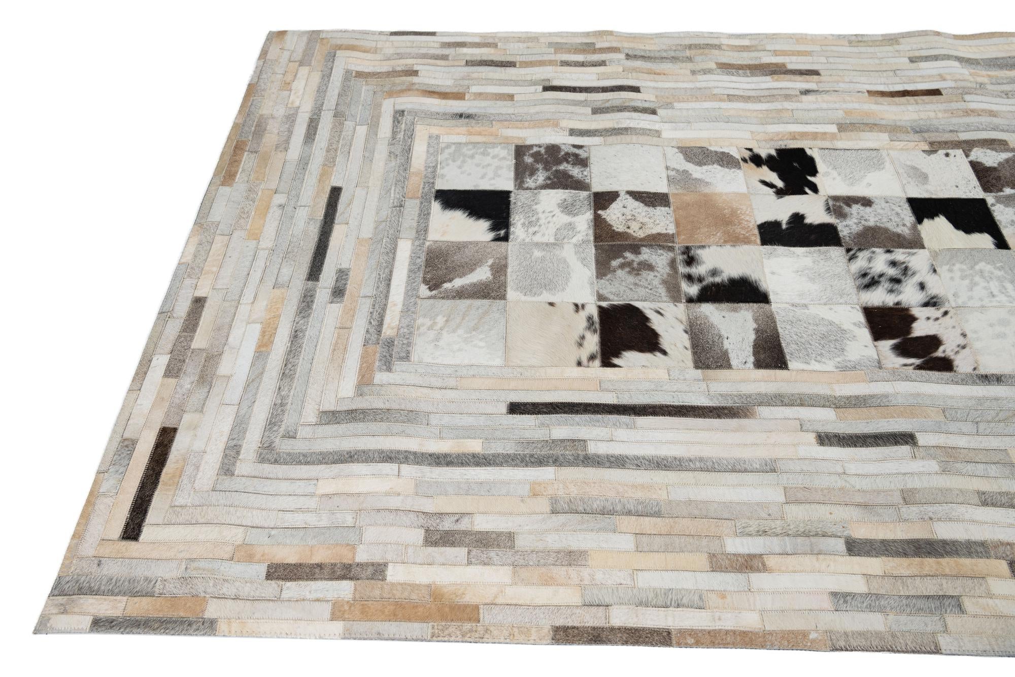 5' 1 x 8' Cowhide Leather Rug