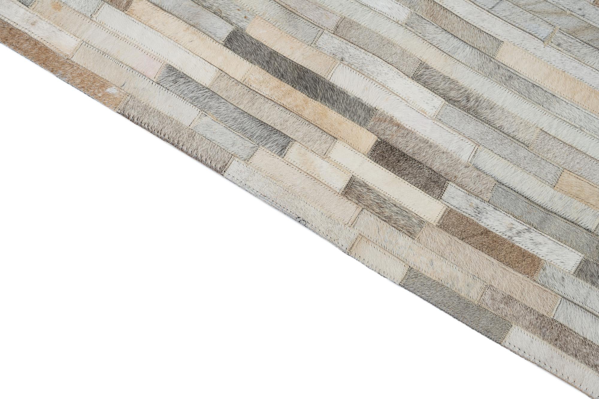 5' 1 x 8' Cowhide Leather Rug