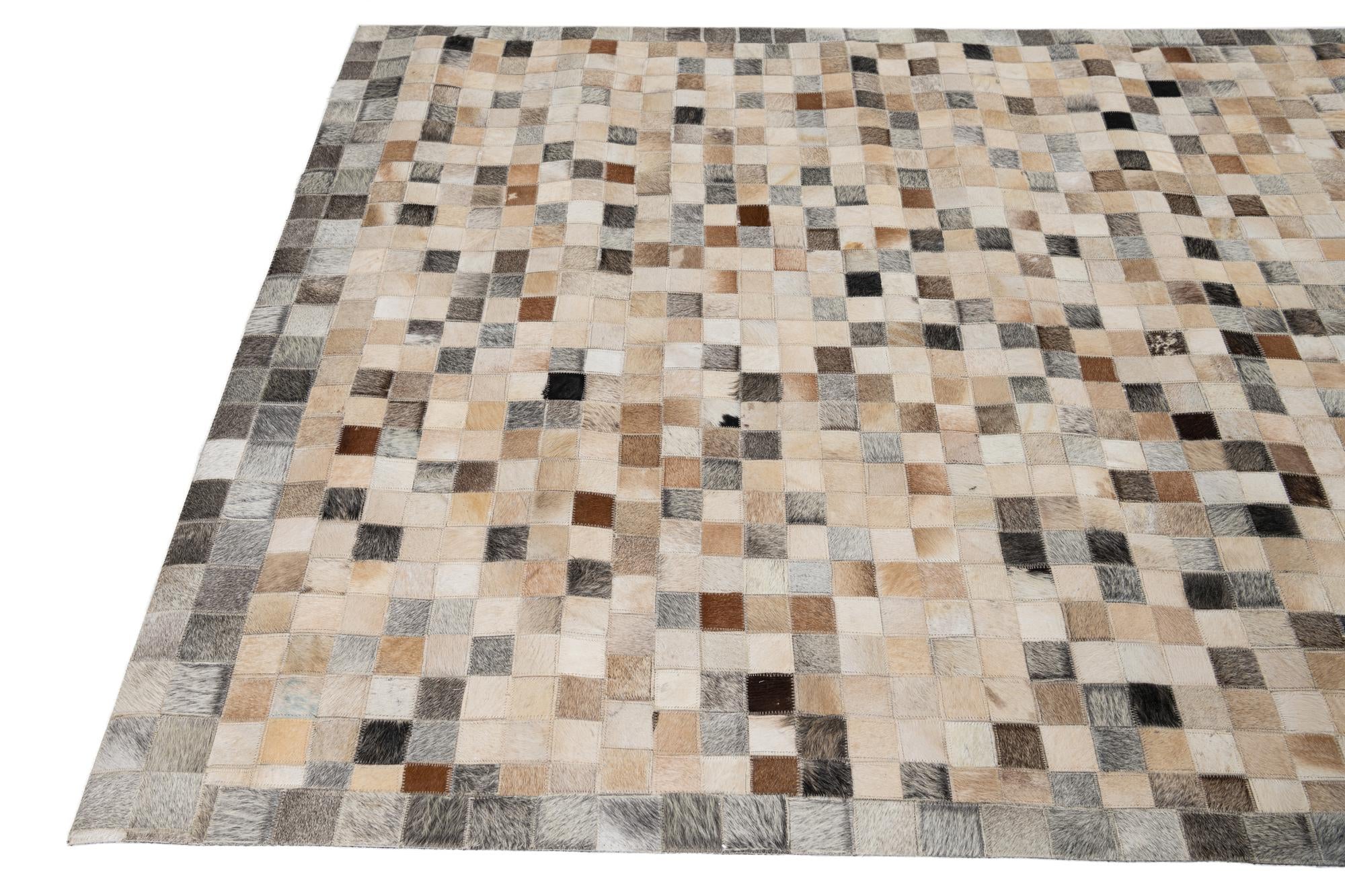 5' x 8' Cowhide Leather Rug