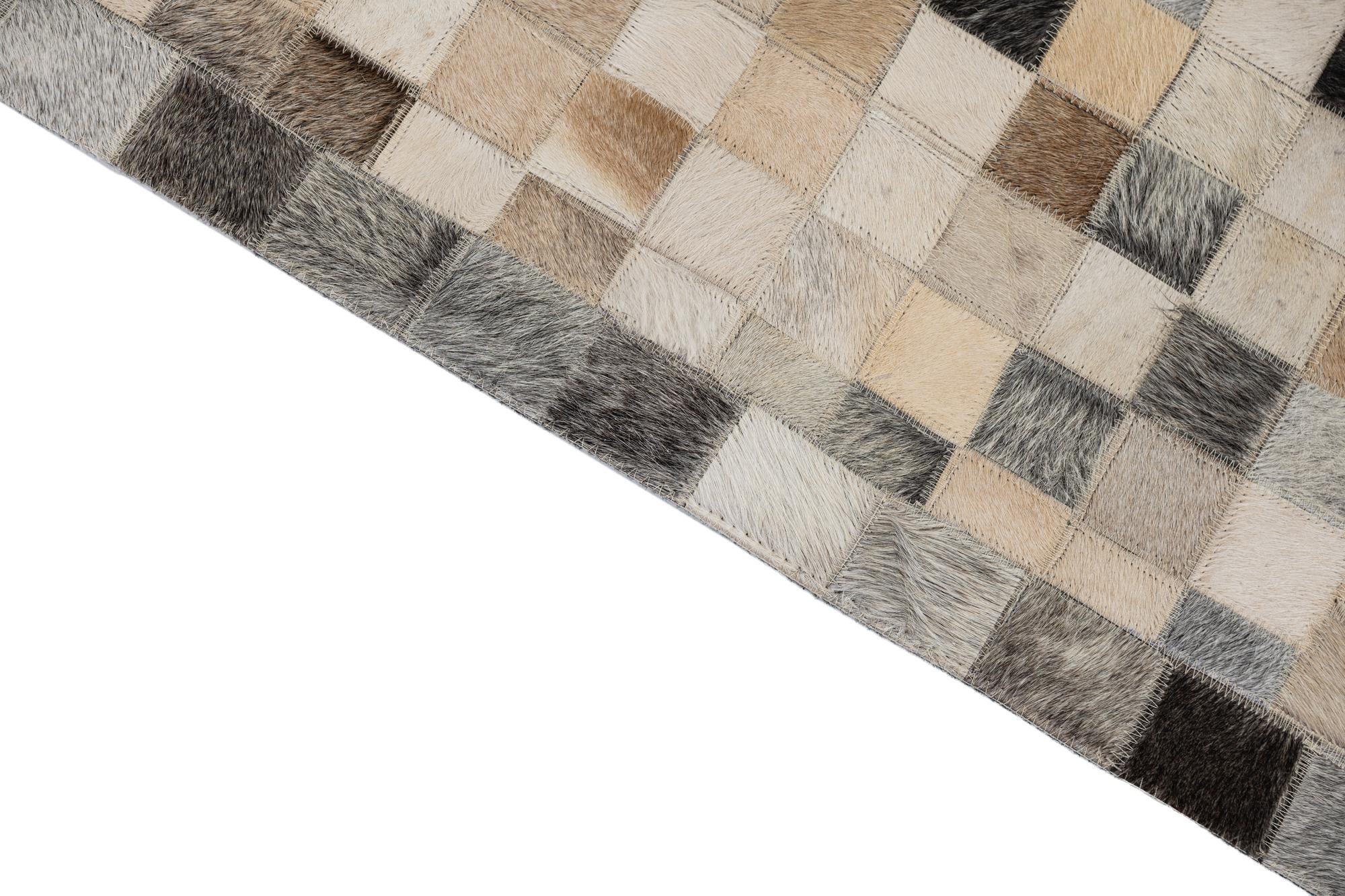 5' x 8' Cowhide Leather Rug