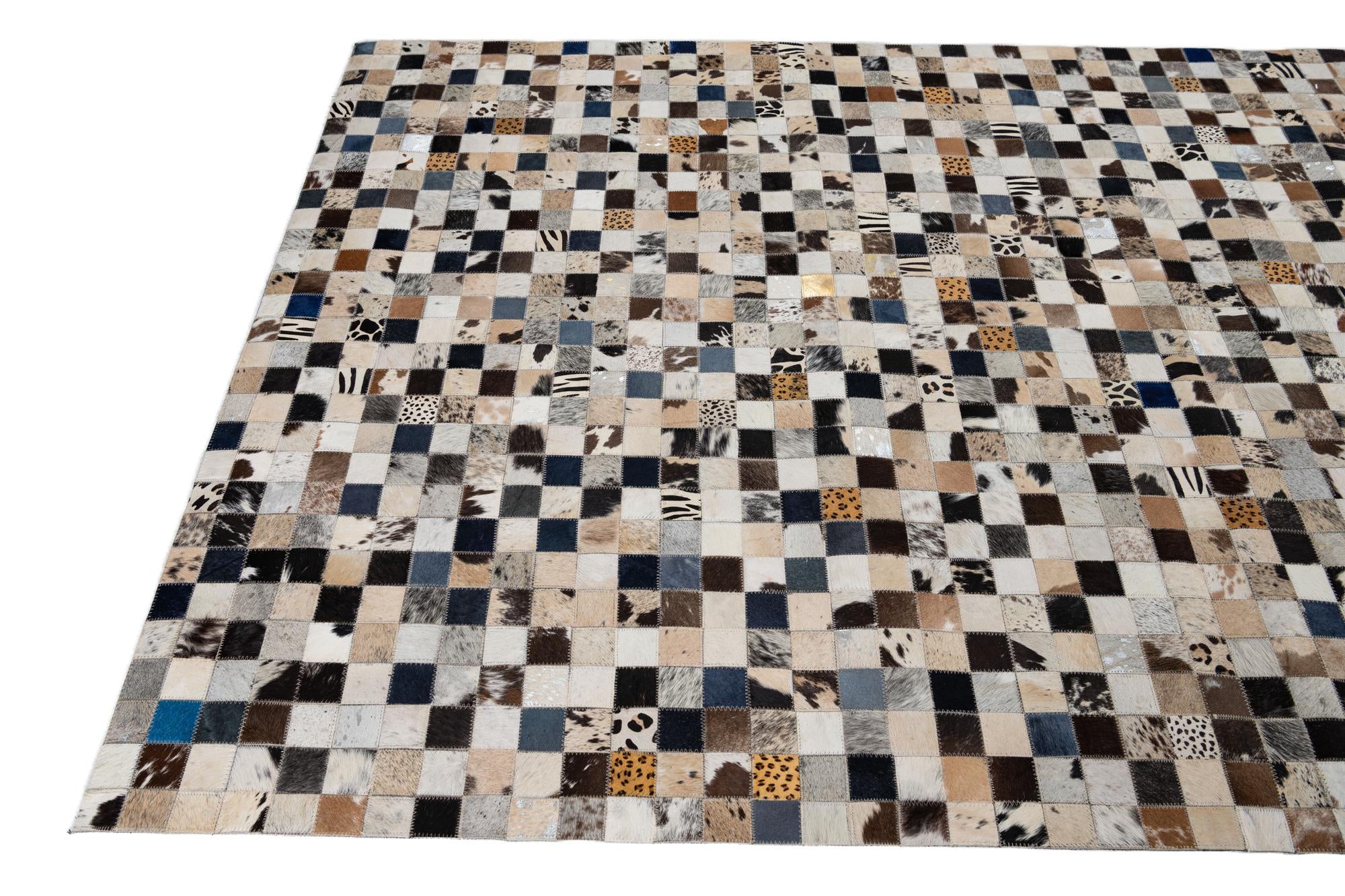 5' x 8' Cowhide Leather Rug
