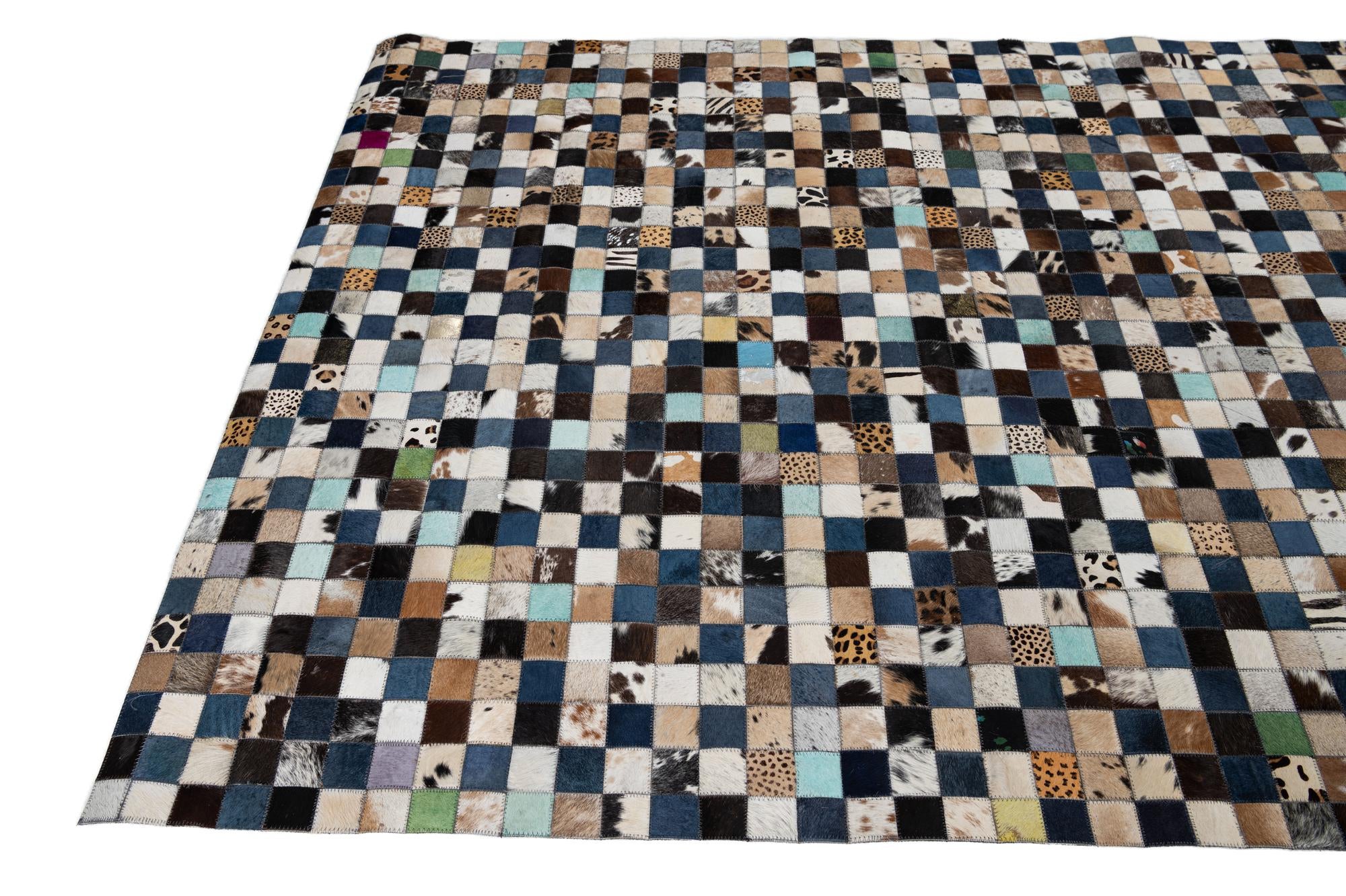 5' x 8' Cowhide Leather Rug