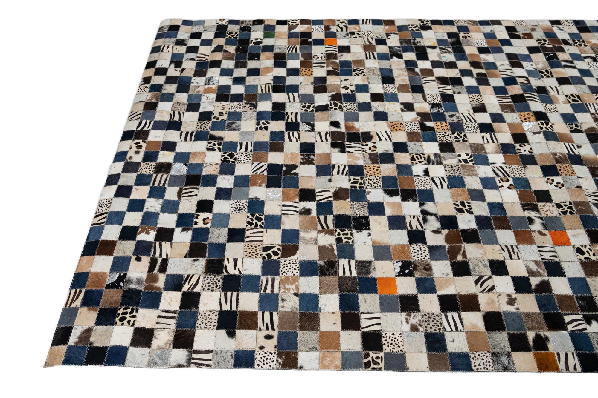 5' x 8' Cowhide Leather Rug