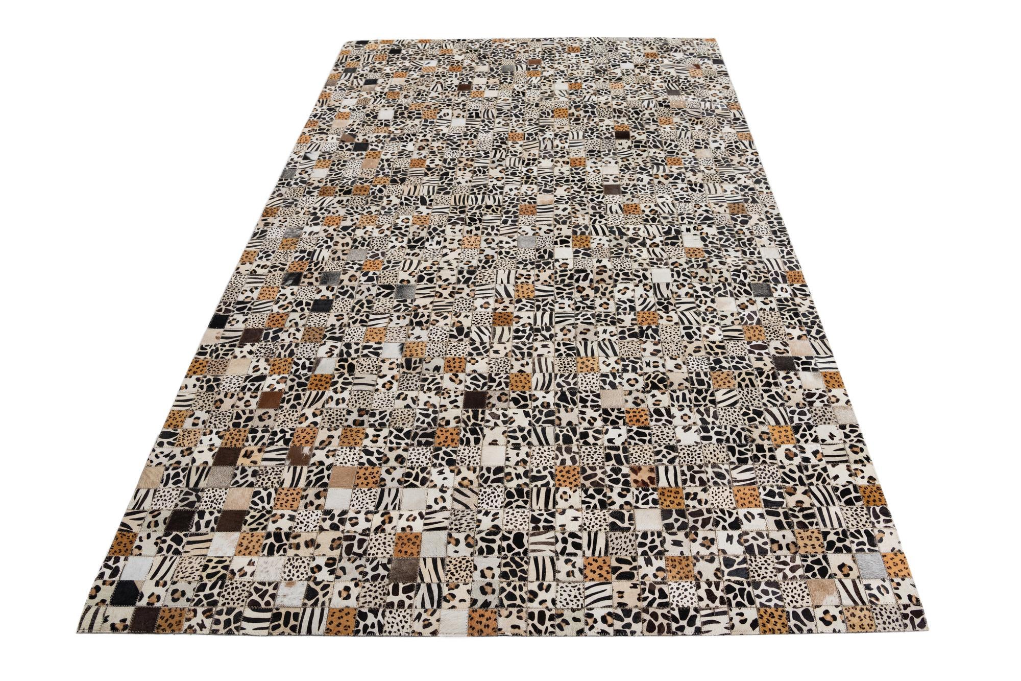 5' x 7' 10 Cowhide Leather Rug