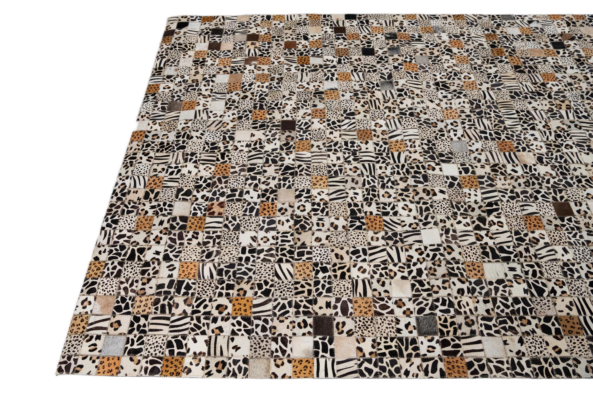 5' x 7' 10 Cowhide Leather Rug