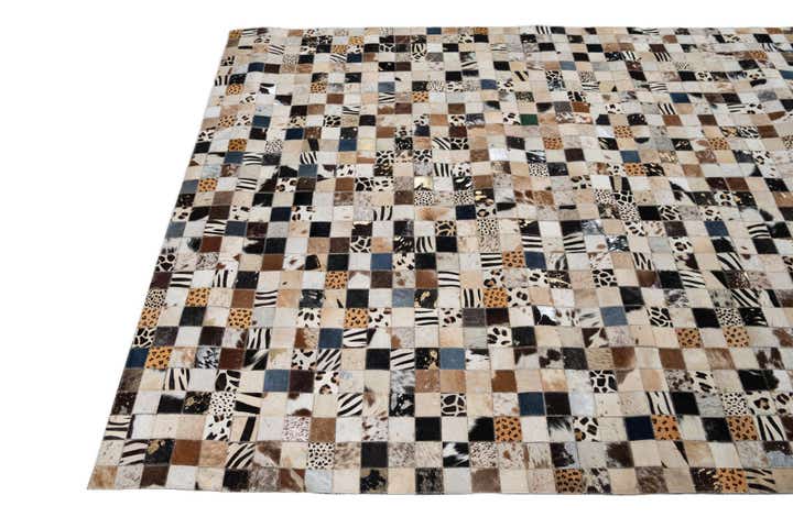 5' 1 x 8' Cowhide Leather Rug