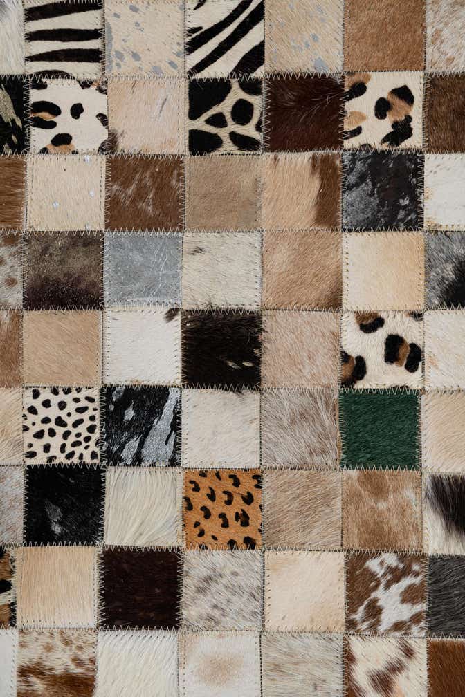 5' 1 x 8' Cowhide Leather Rug