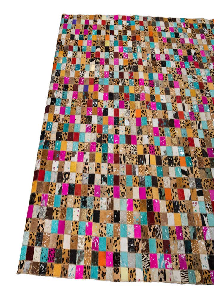 5' 1 x 7' 10 Cowhide Leather Rug
