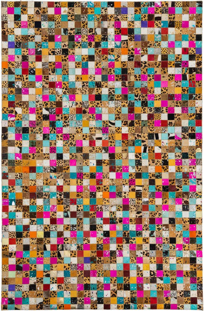 5' 1 x 7' 10 Cowhide Leather Rug