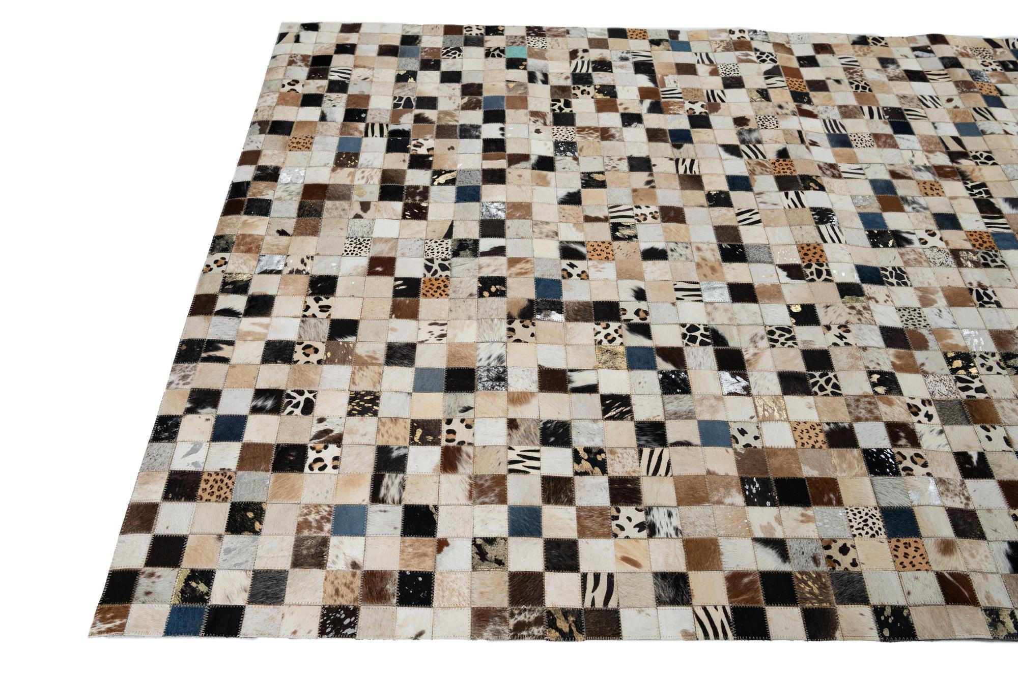 5' 1 x 8' Cowhide Leather Rug