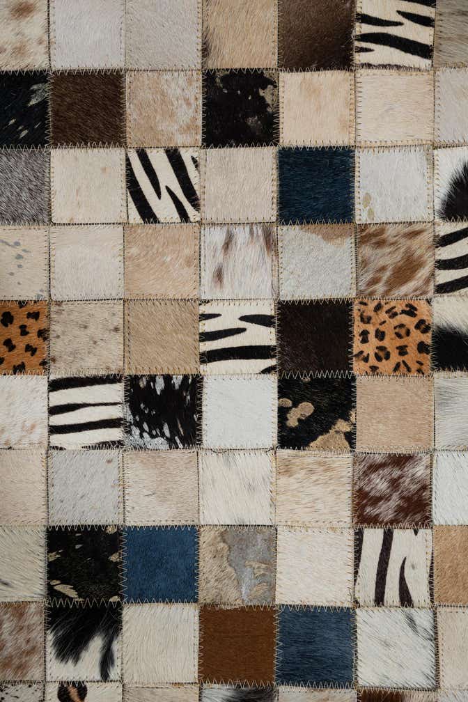 5' 1 x 8' Cowhide Leather Rug