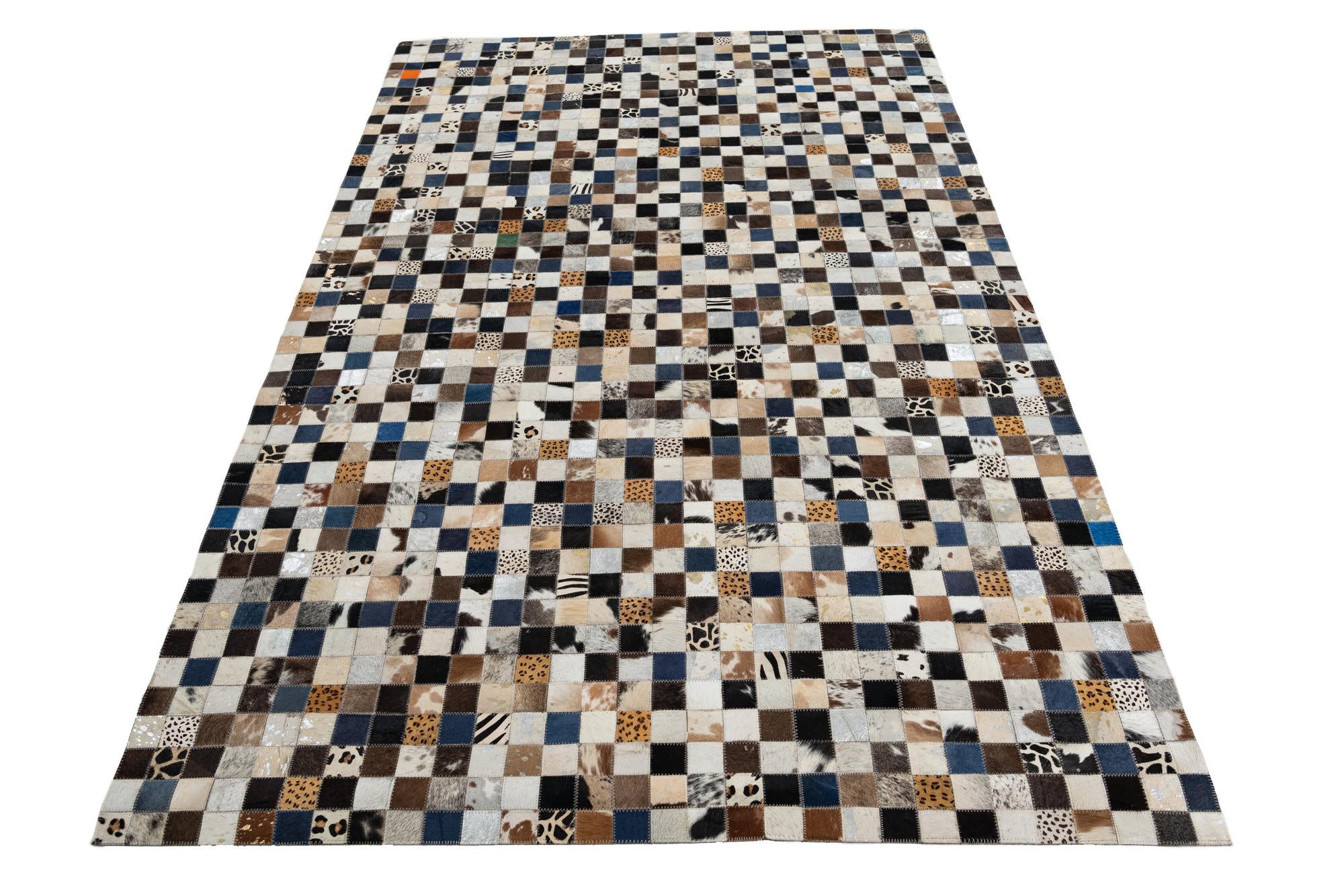 5' x 7' 10 Cowhide Leather Rug