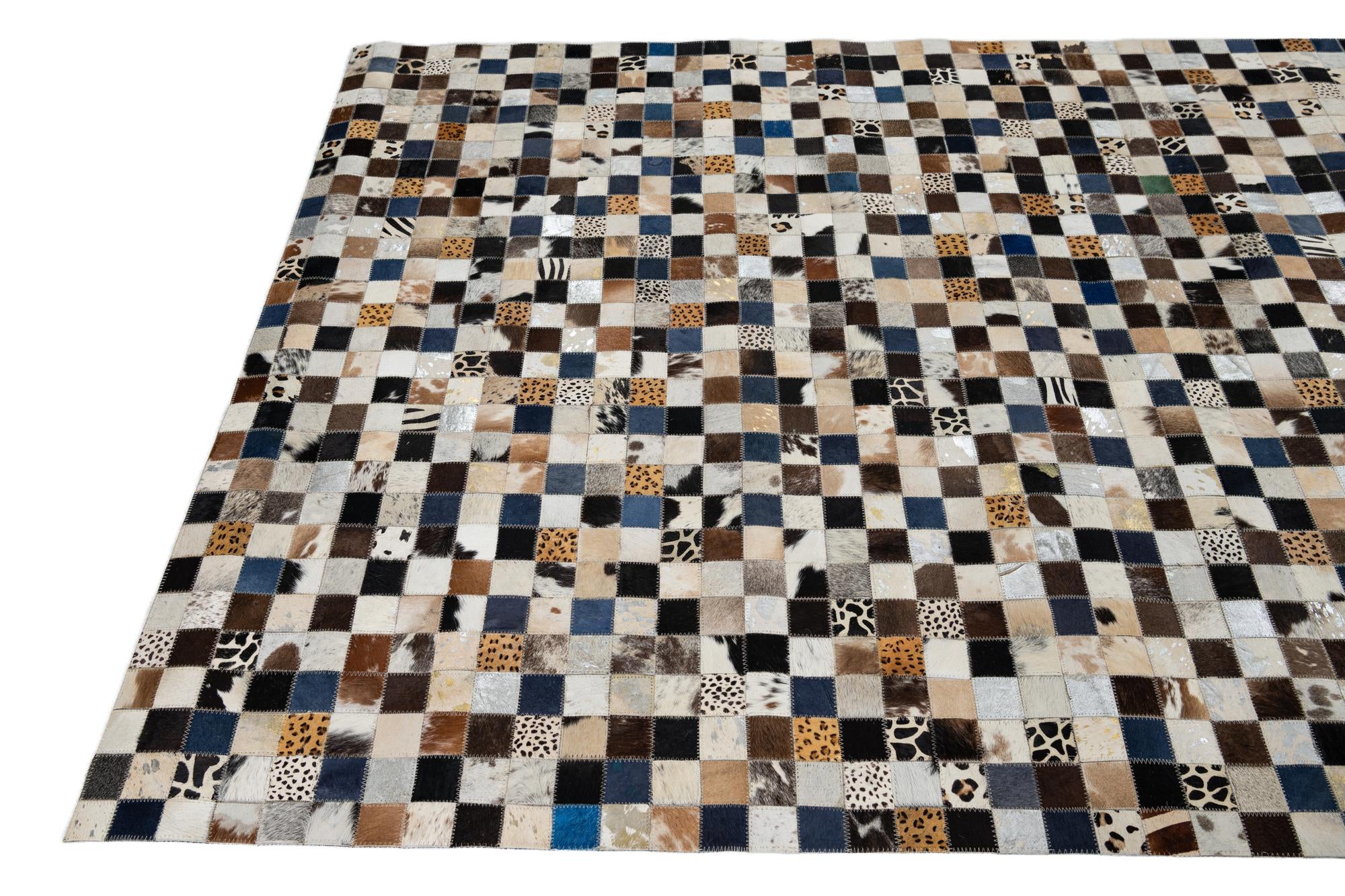 5' x 7' 10 Cowhide Leather Rug