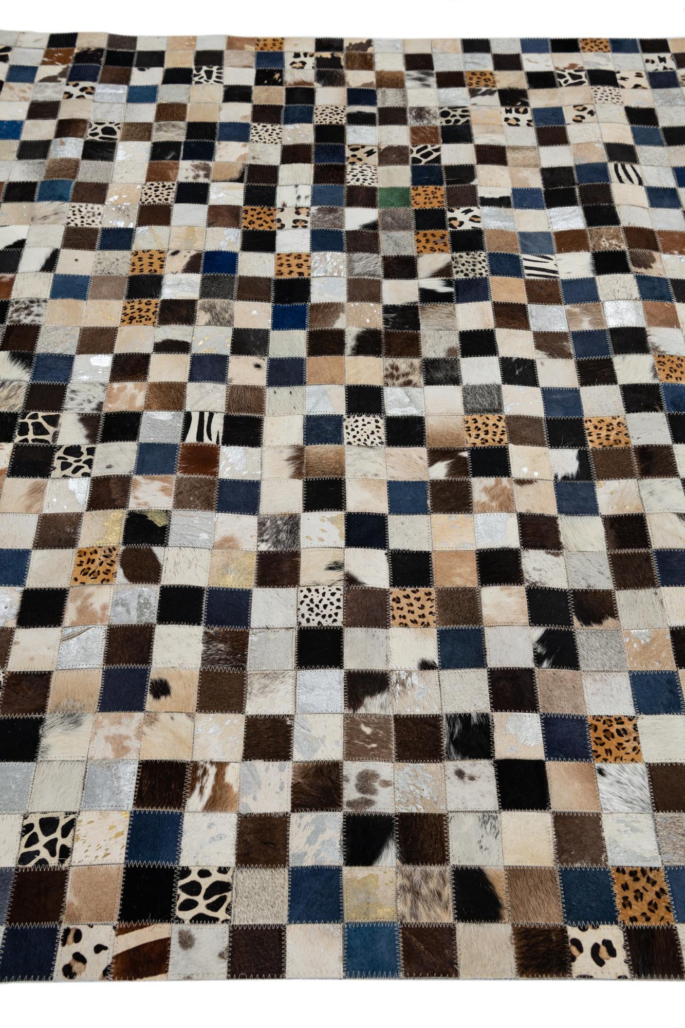 5' x 7' 10 Cowhide Leather Rug