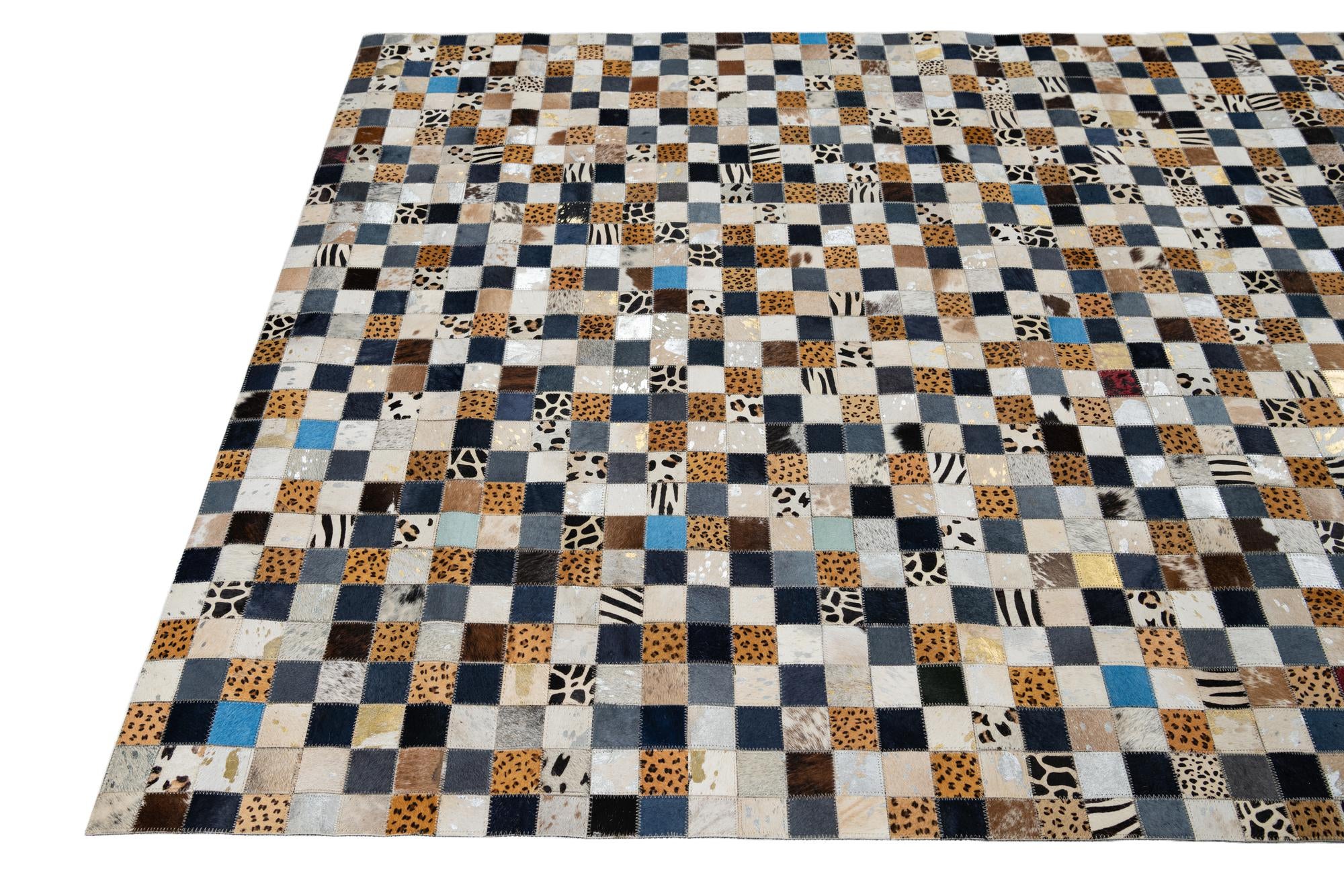 5' x 8' Cowhide Leather Rug