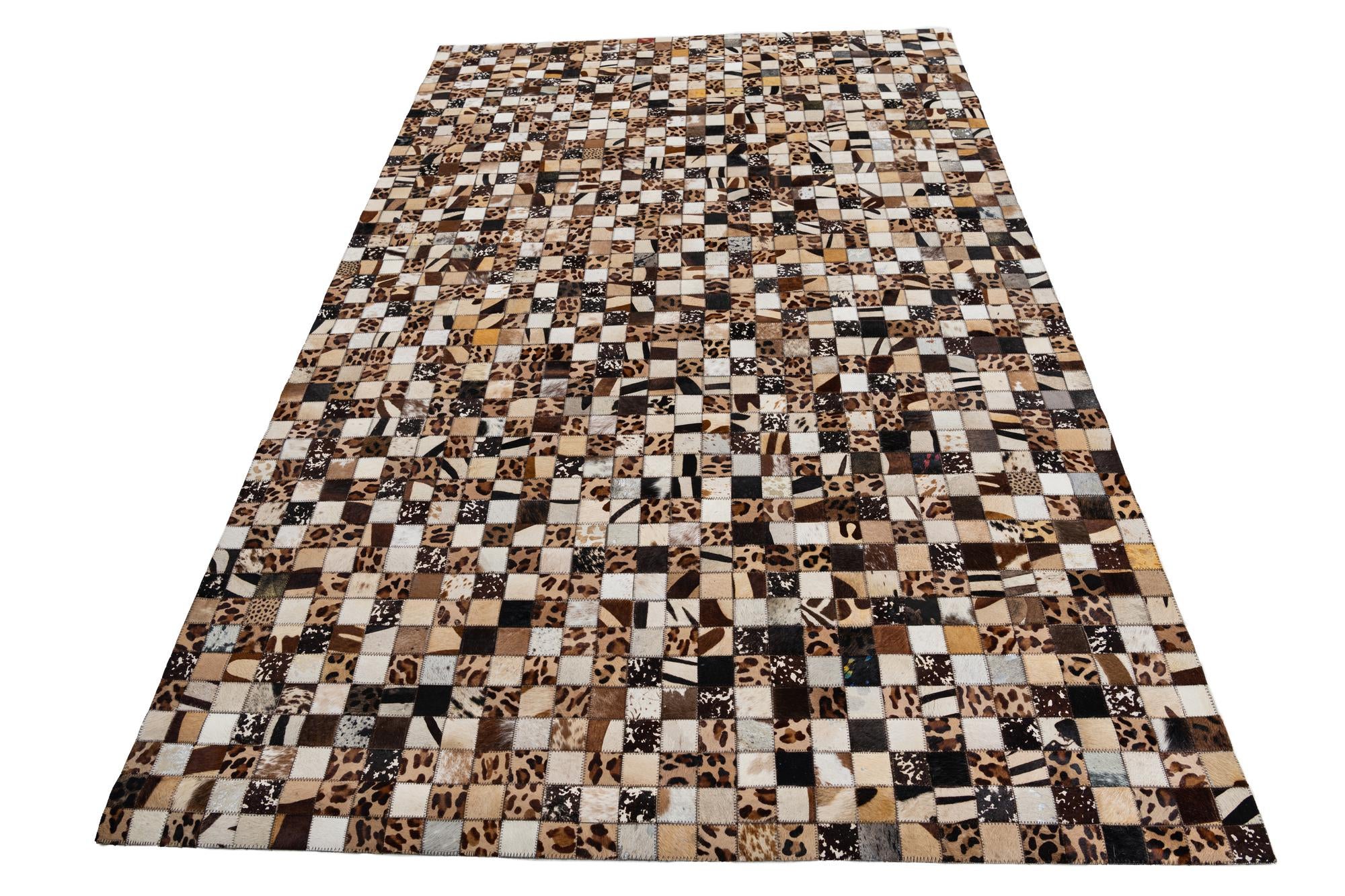 5' 1 x 8' 1 Cowhide Leather Rug