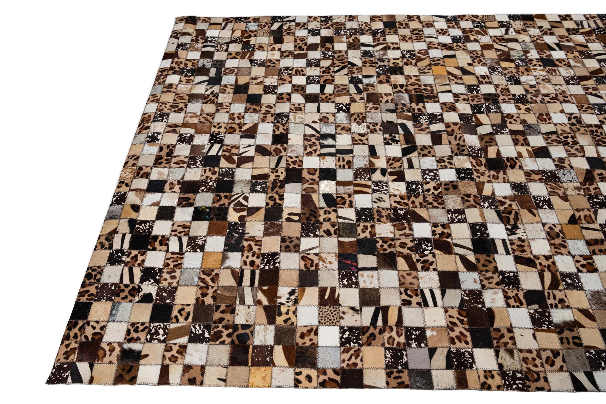 5' 1 x 8' 1 Cowhide Leather Rug
