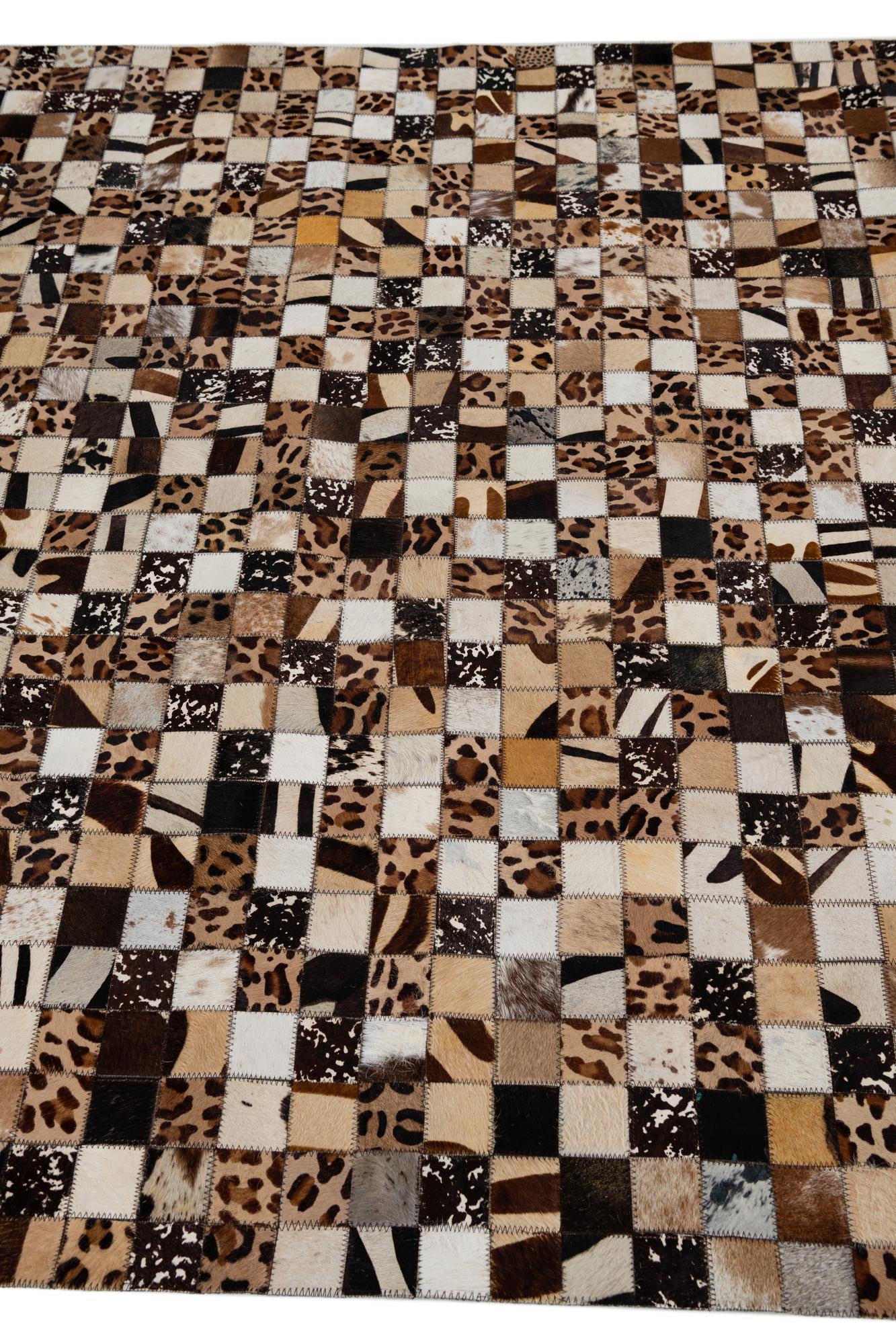 5' 1 x 8' 1 Cowhide Leather Rug