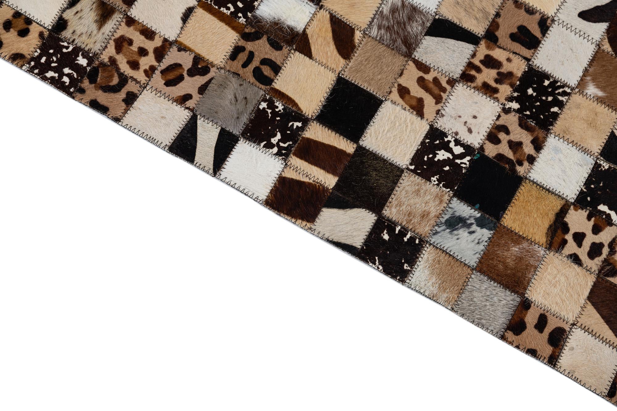 5' 1 x 8' 1 Cowhide Leather Rug