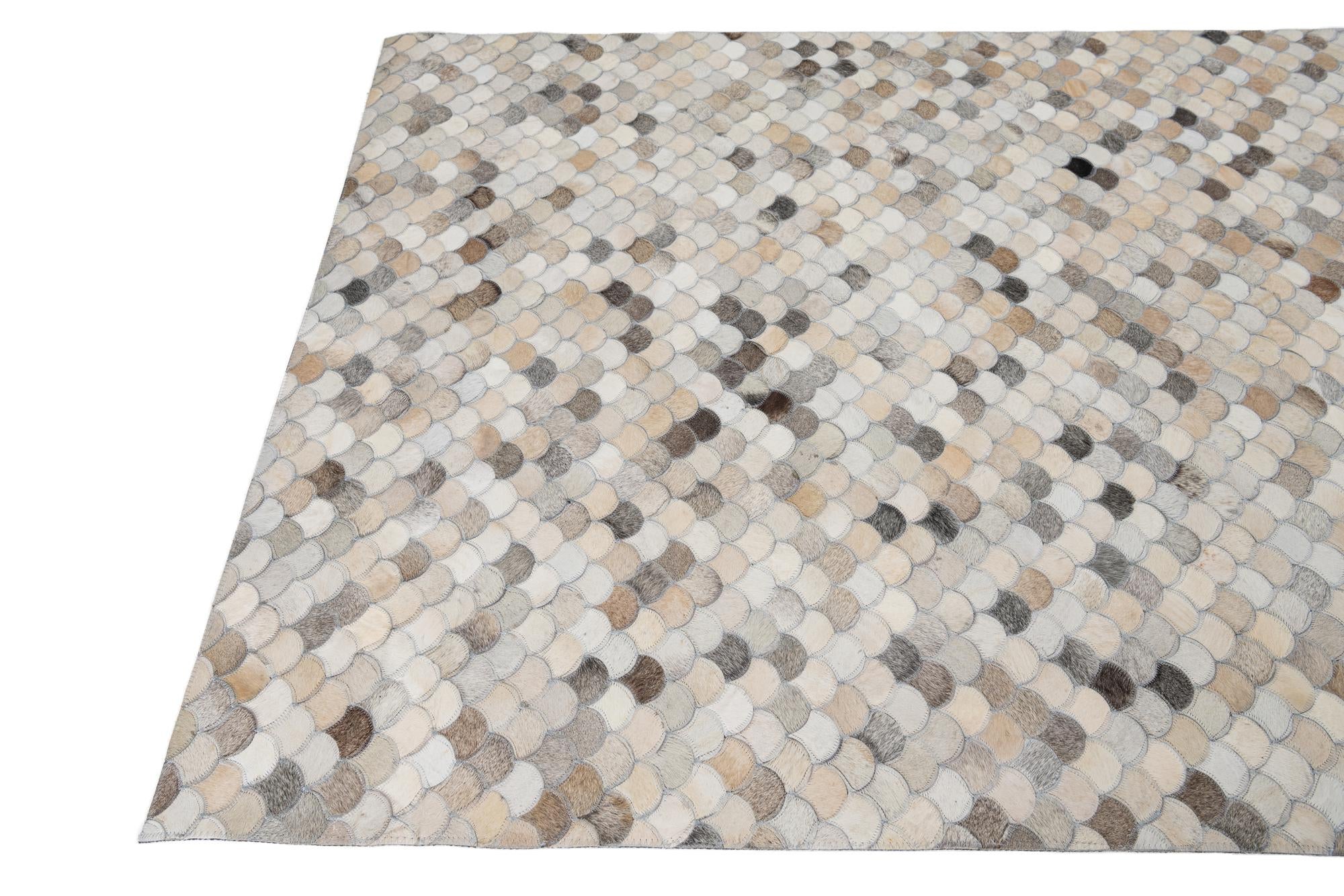 5' x 7' 10 Cowhide Leather Rug
