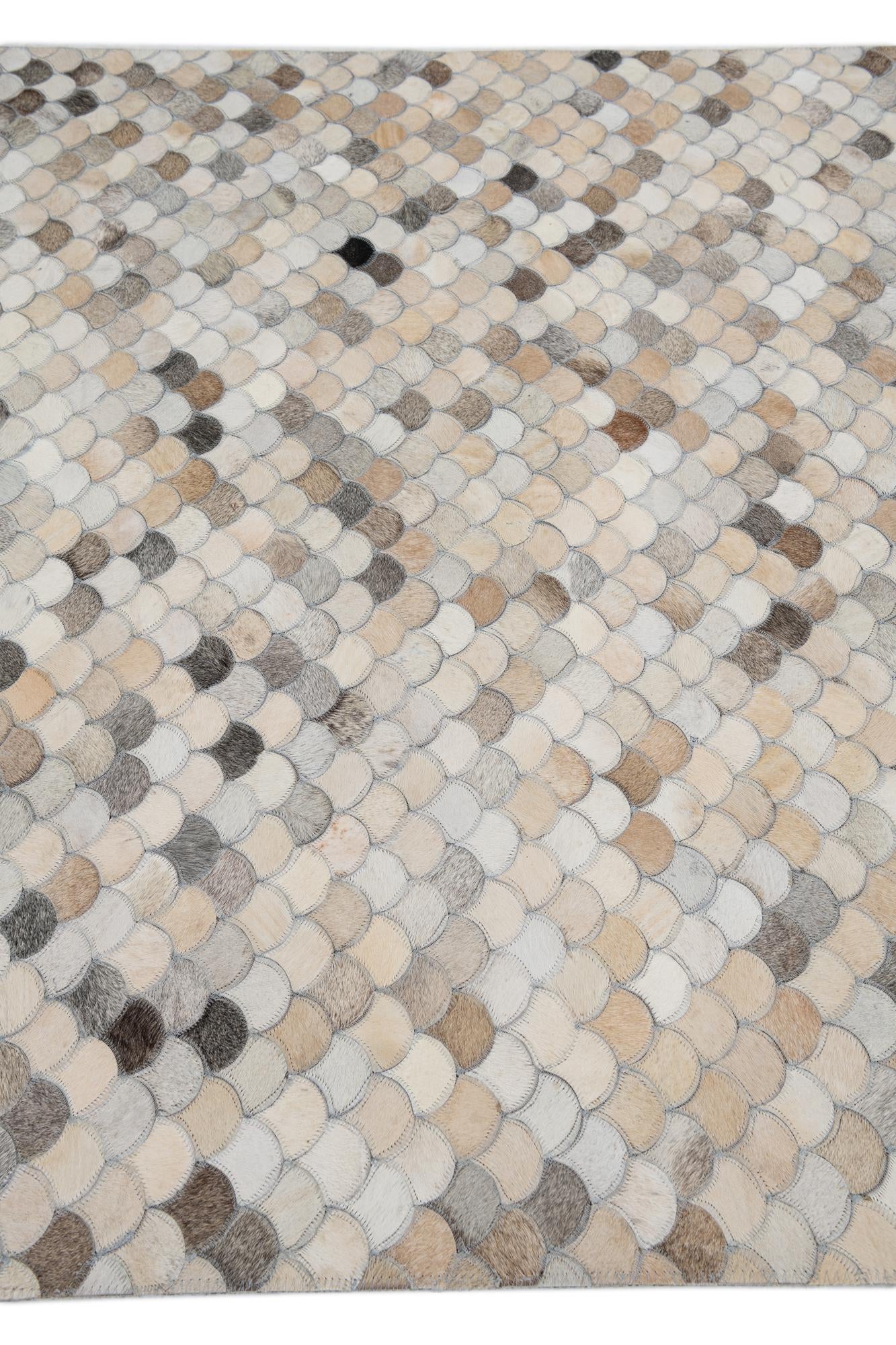 5' x 7' 10 Cowhide Leather Rug