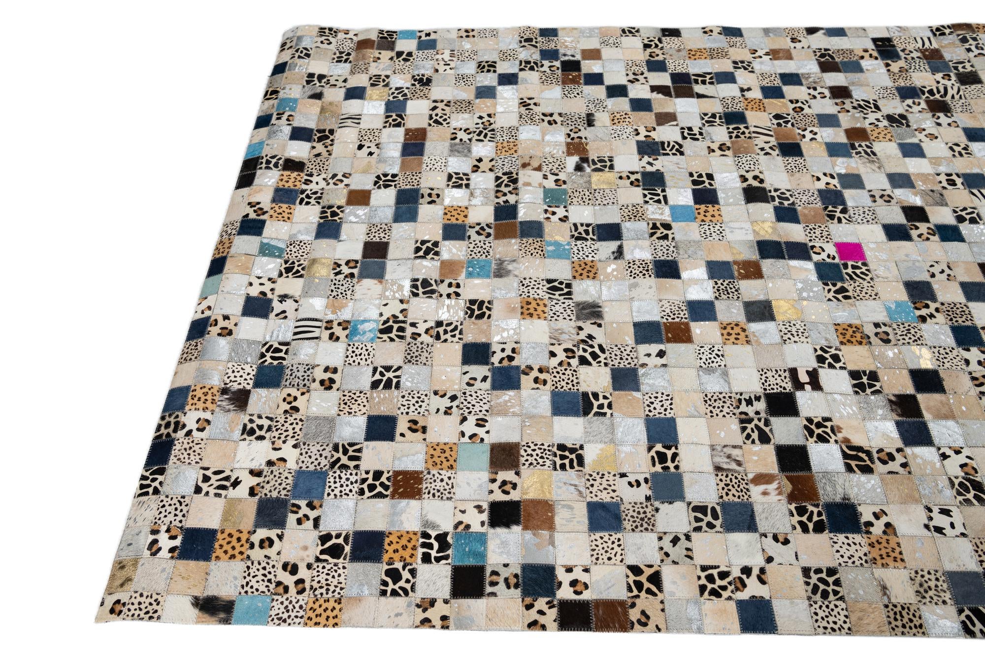 5' x 8' Cowhide Leather Rug