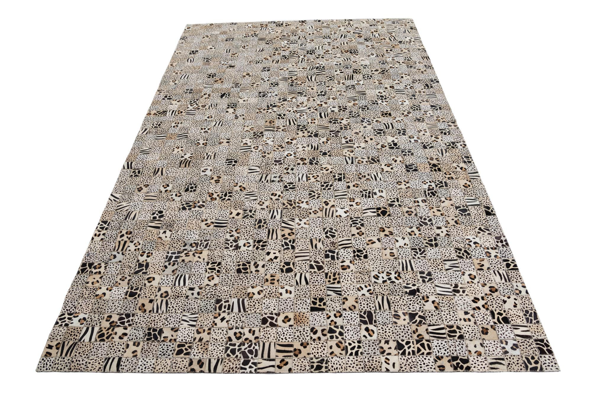 5' 1 x 8' Cowhide Leather Rug