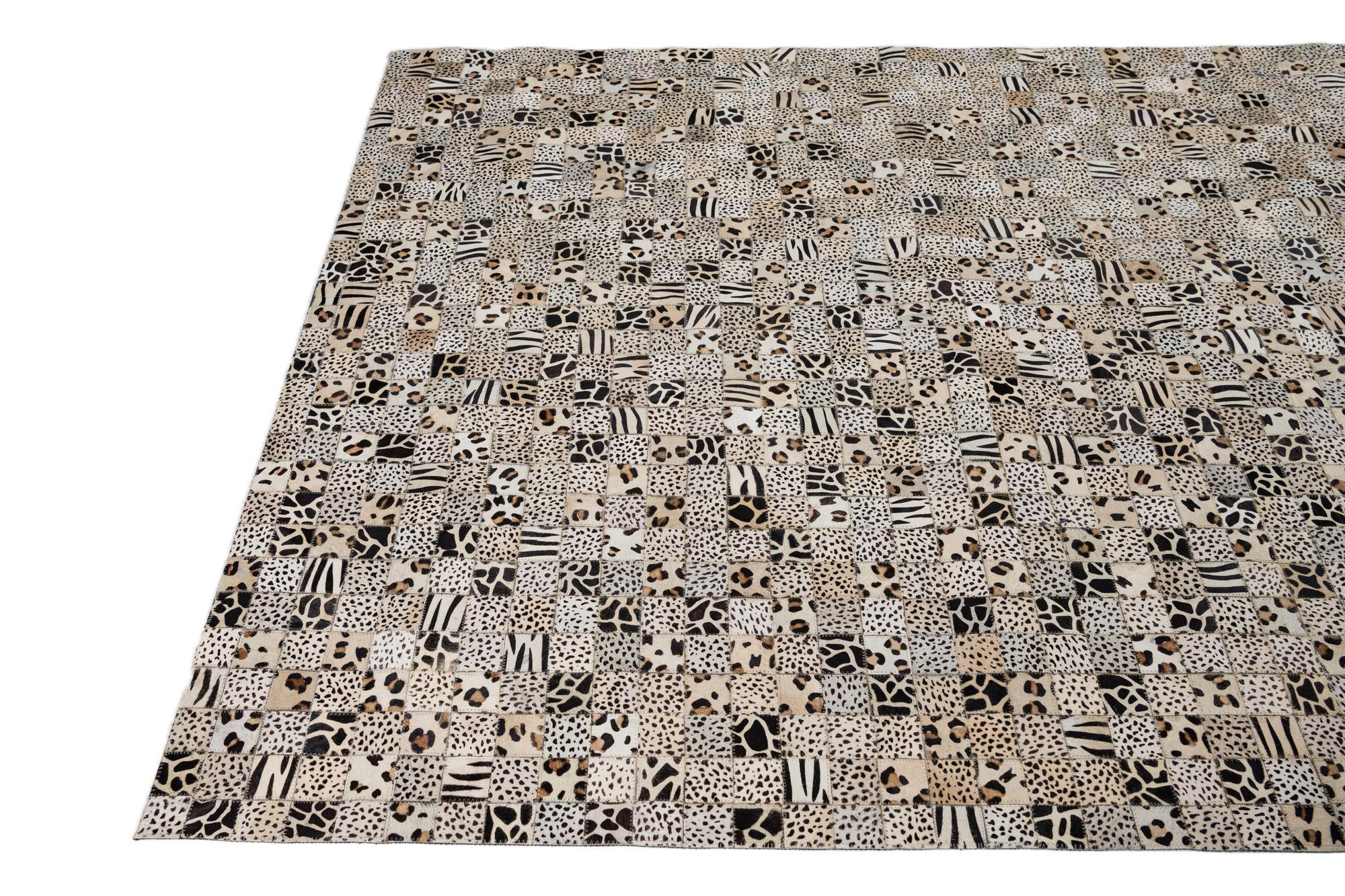 5' 1 x 8' Cowhide Leather Rug