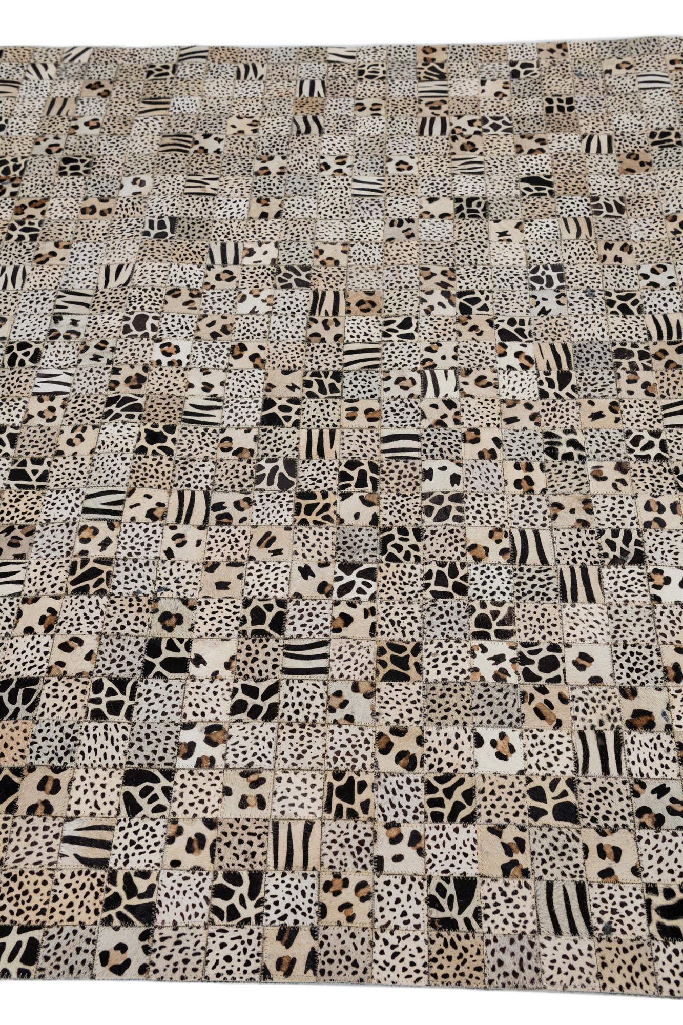 5' 1 x 8' Cowhide Leather Rug