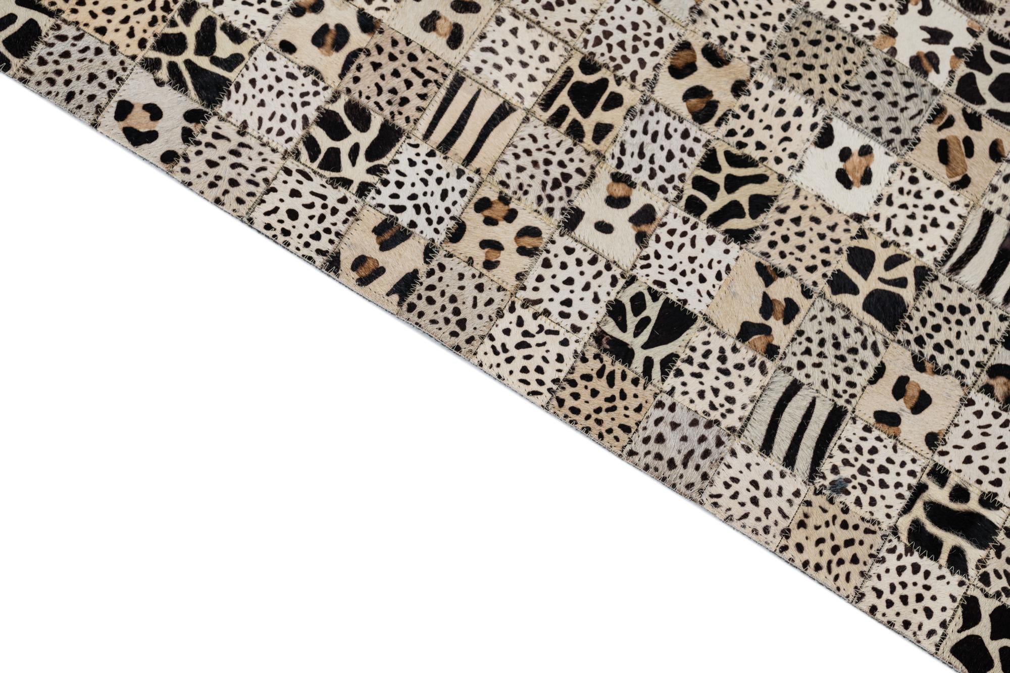 5' 1 x 8' Cowhide Leather Rug