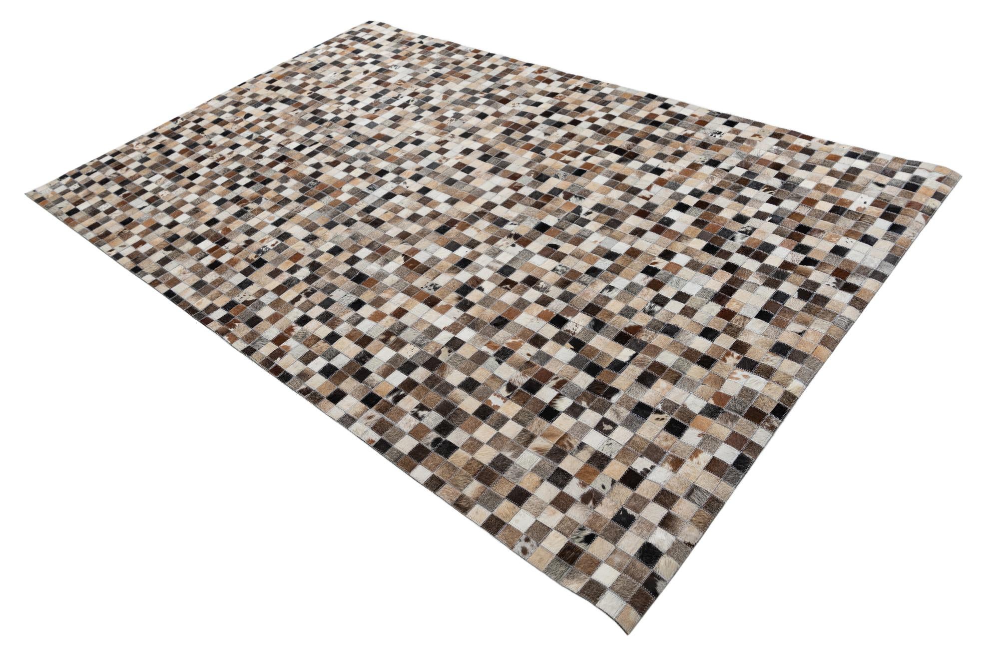 5' 1 x 7' 10 Cowhide Leather Rug