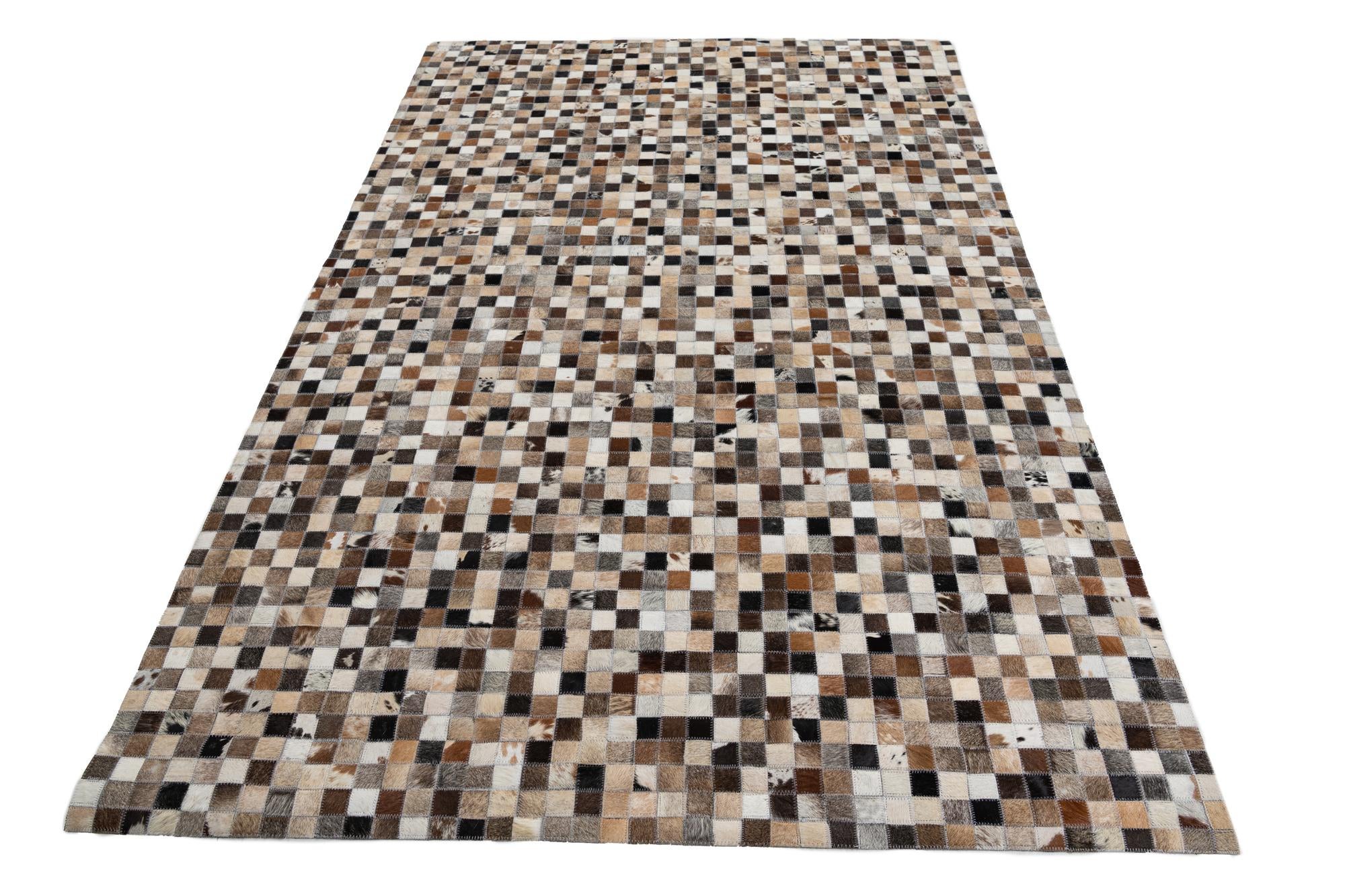 5' 1 x 7' 10 Cowhide Leather Rug