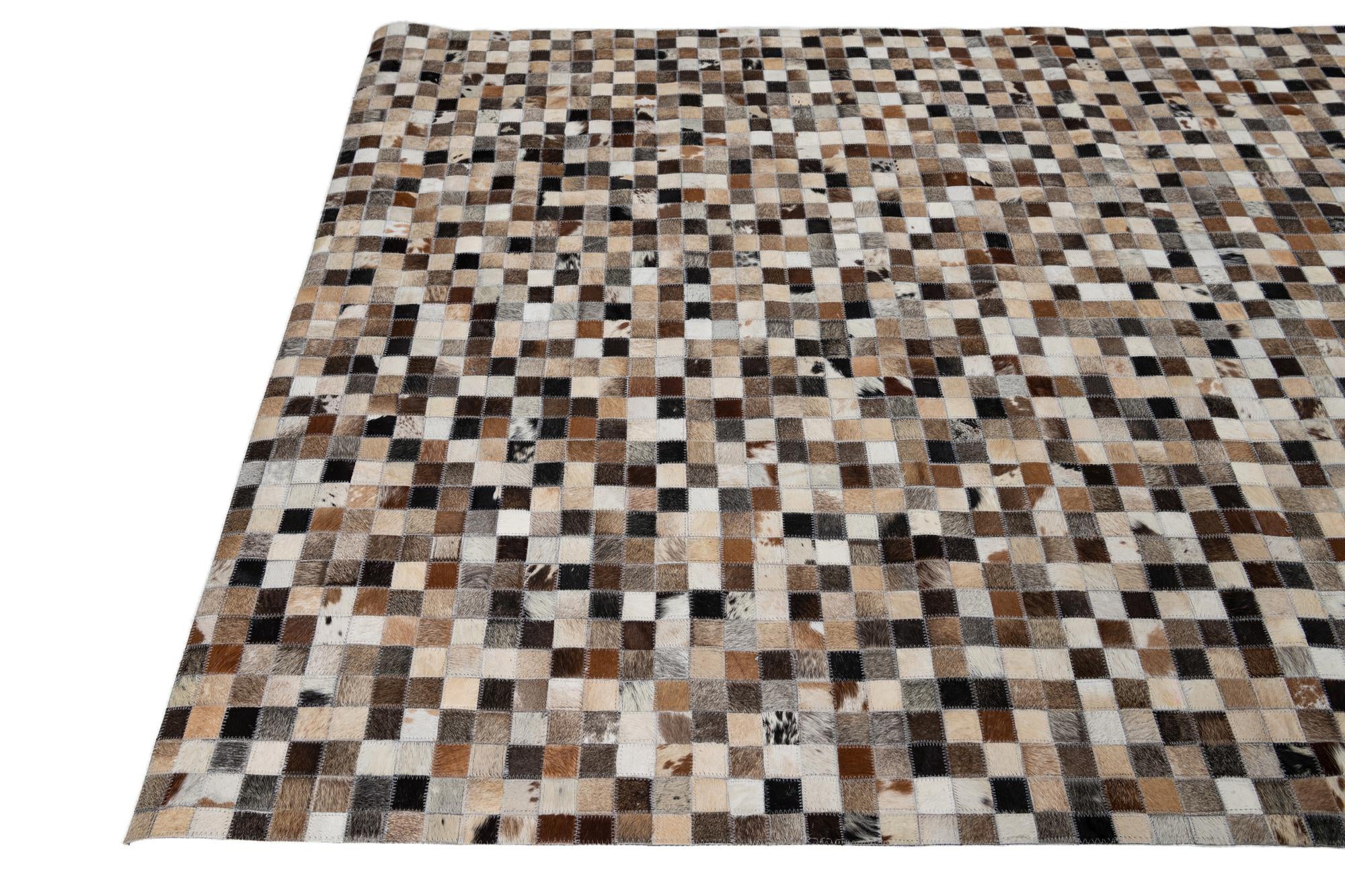 5' 1 x 7' 10 Cowhide Leather Rug
