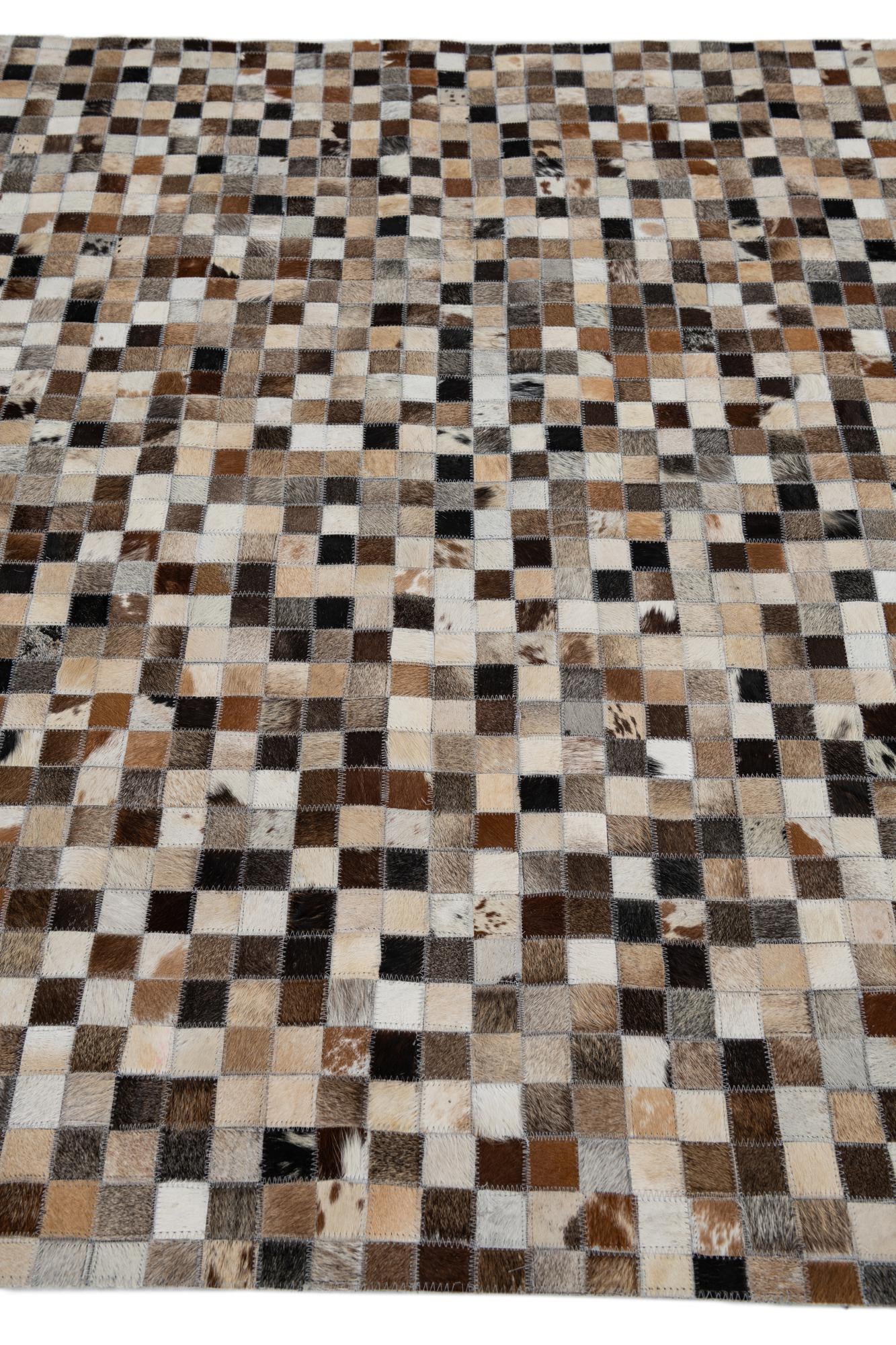 5' 1 x 7' 10 Cowhide Leather Rug