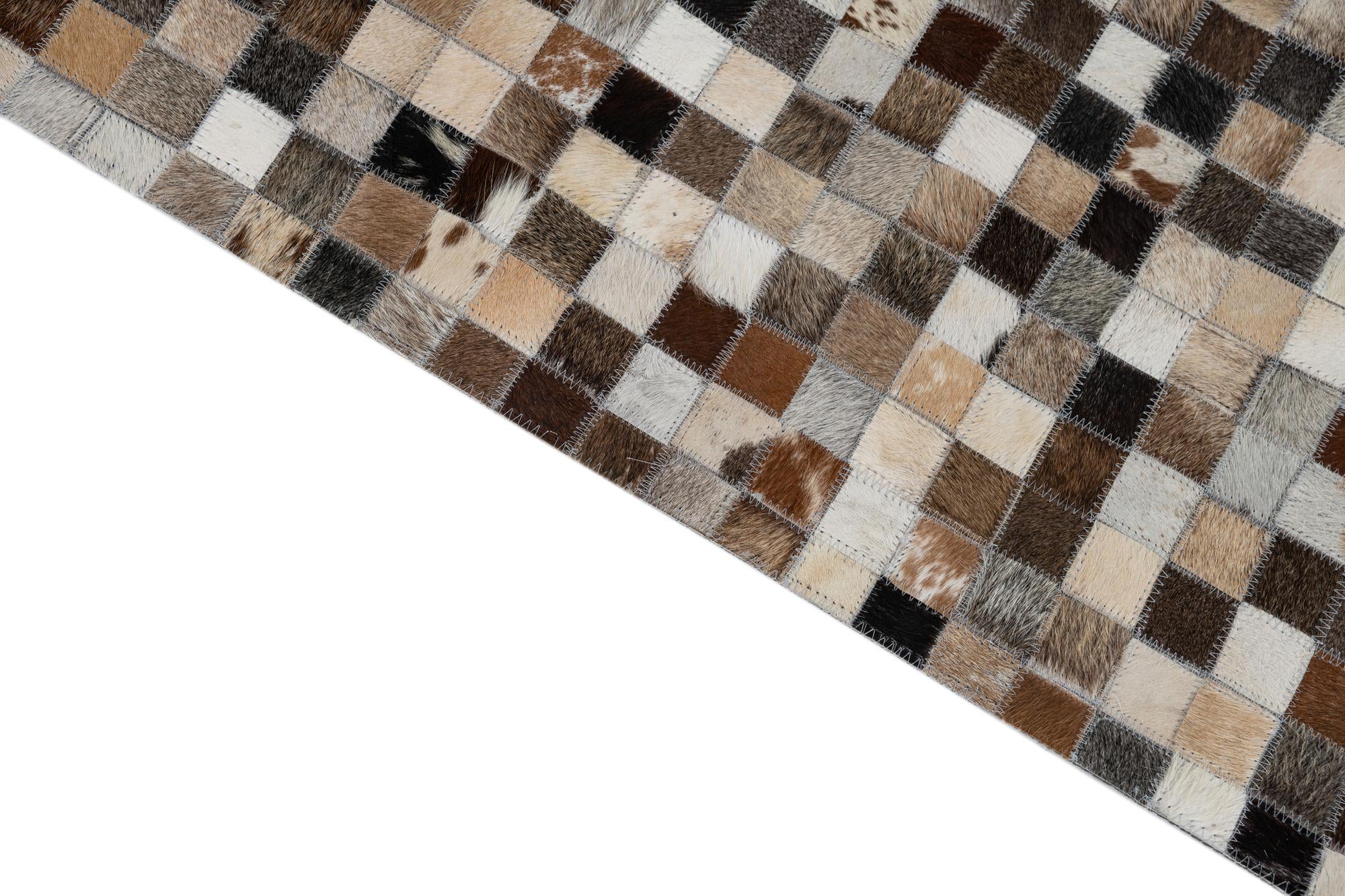 5' 1 x 7' 10 Cowhide Leather Rug