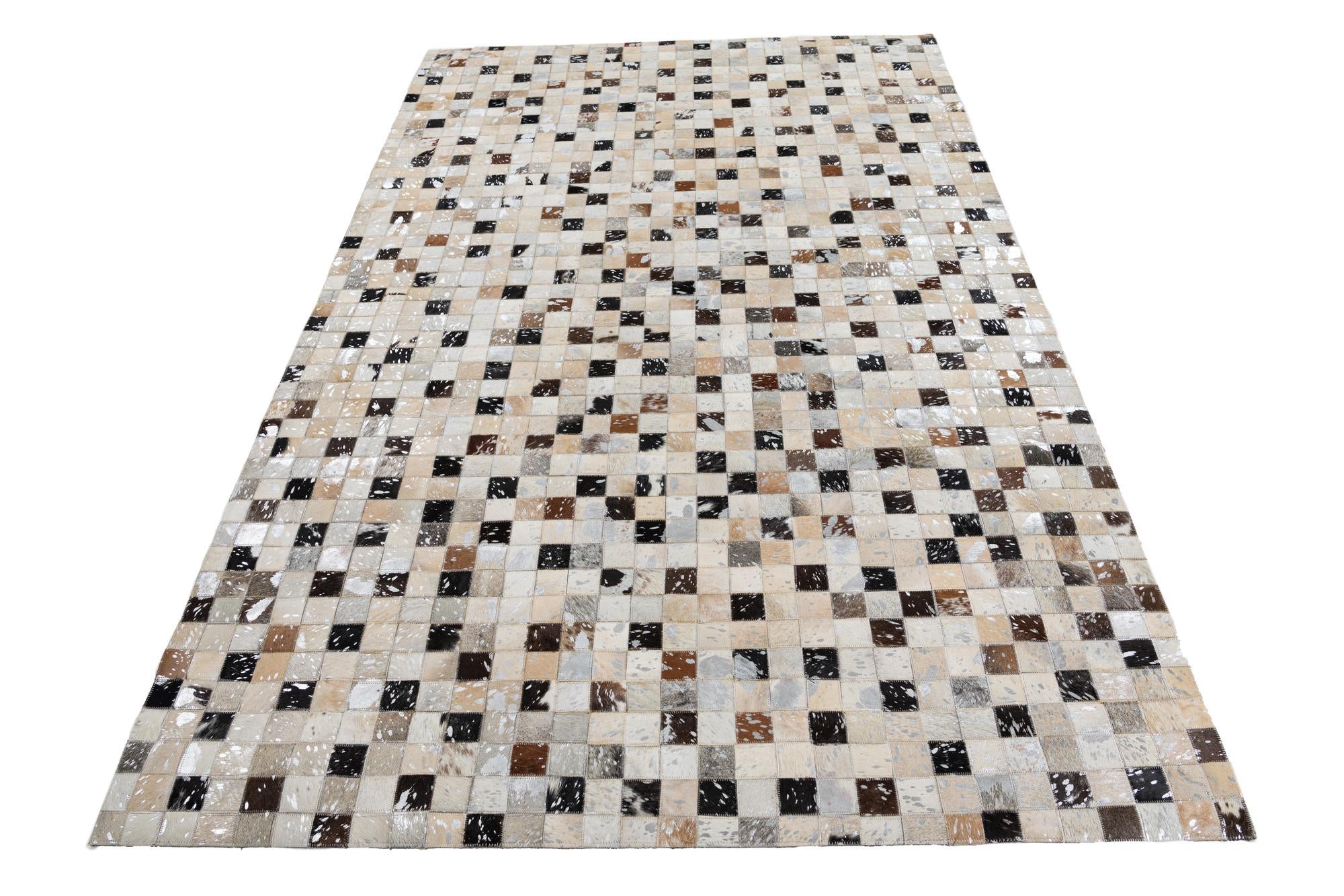 5' 1 x 8' 1 Cowhide Leather Rug