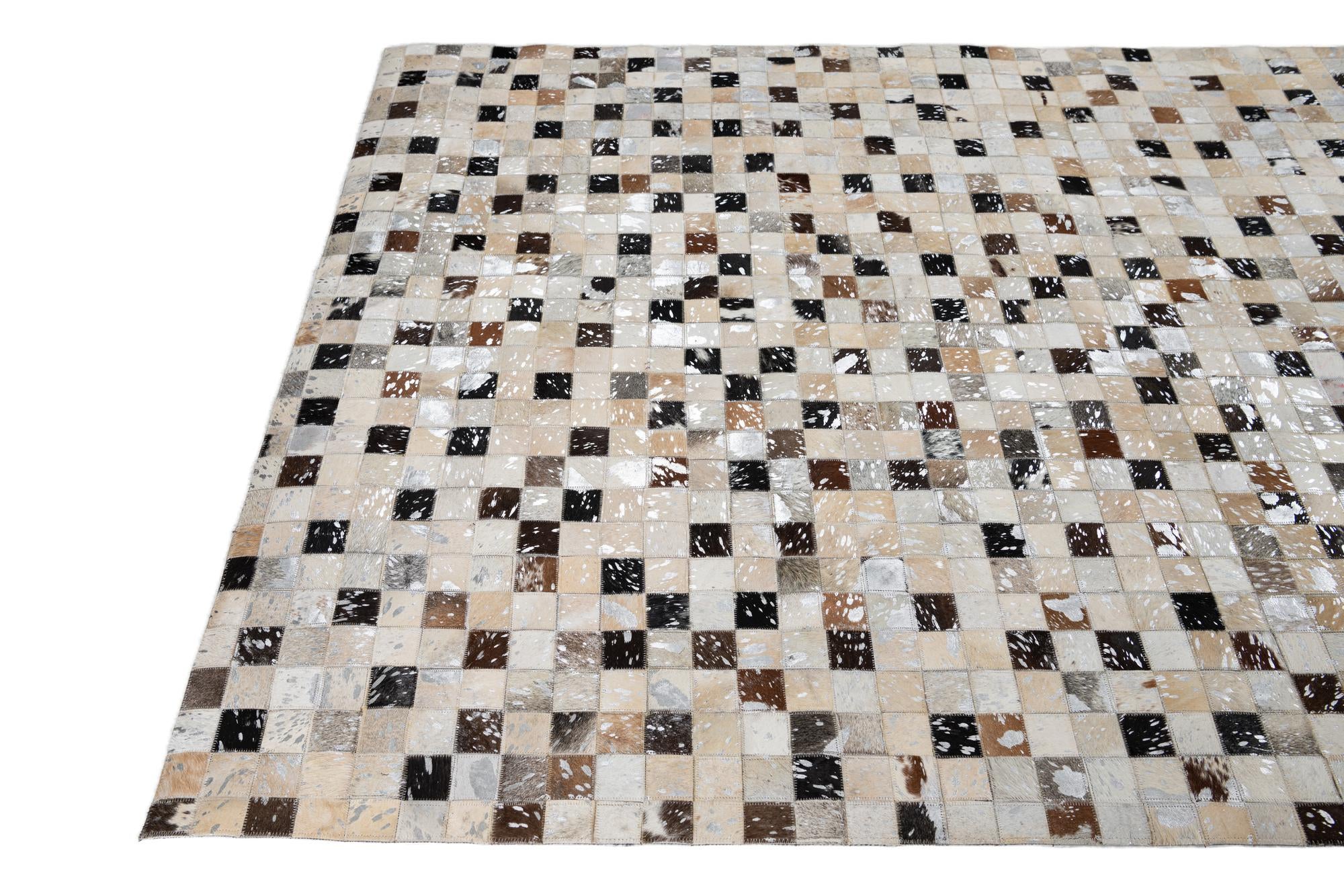 5' 1 x 8' 1 Cowhide Leather Rug
