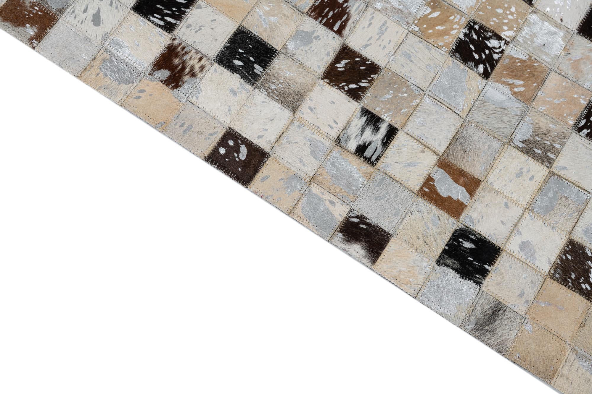 5' 1 x 8' 1 Cowhide Leather Rug