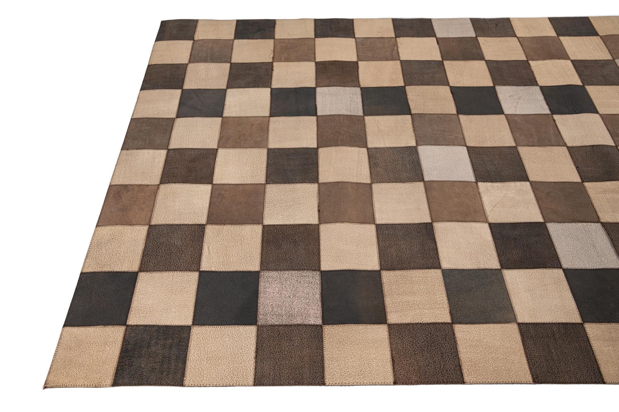 5' x 7' 10 Cowhide Leather Rug