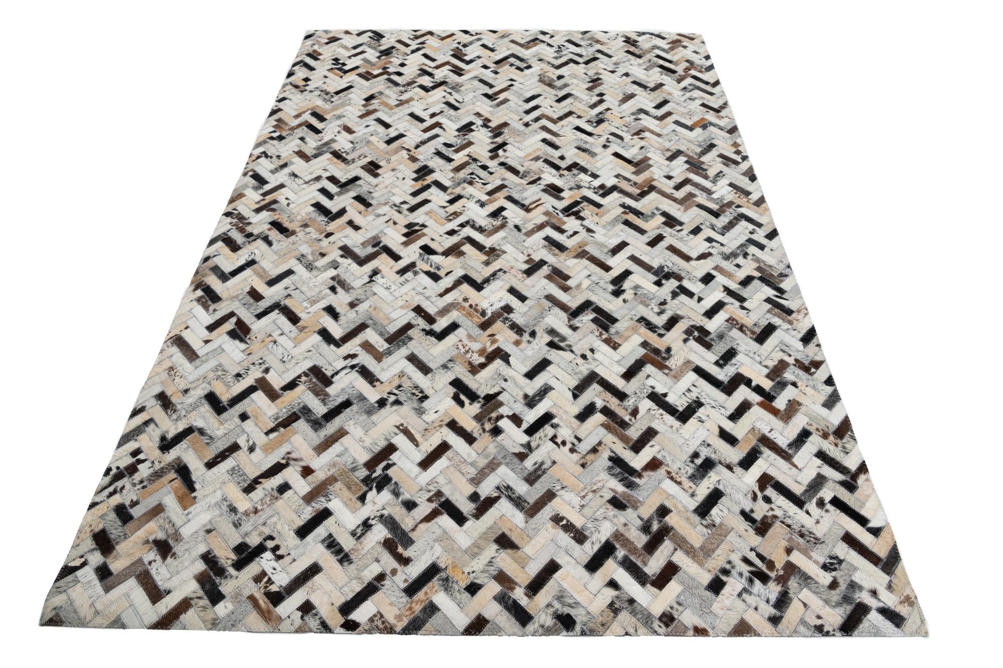 5' x 7' 7 Cowhide Leather Rug