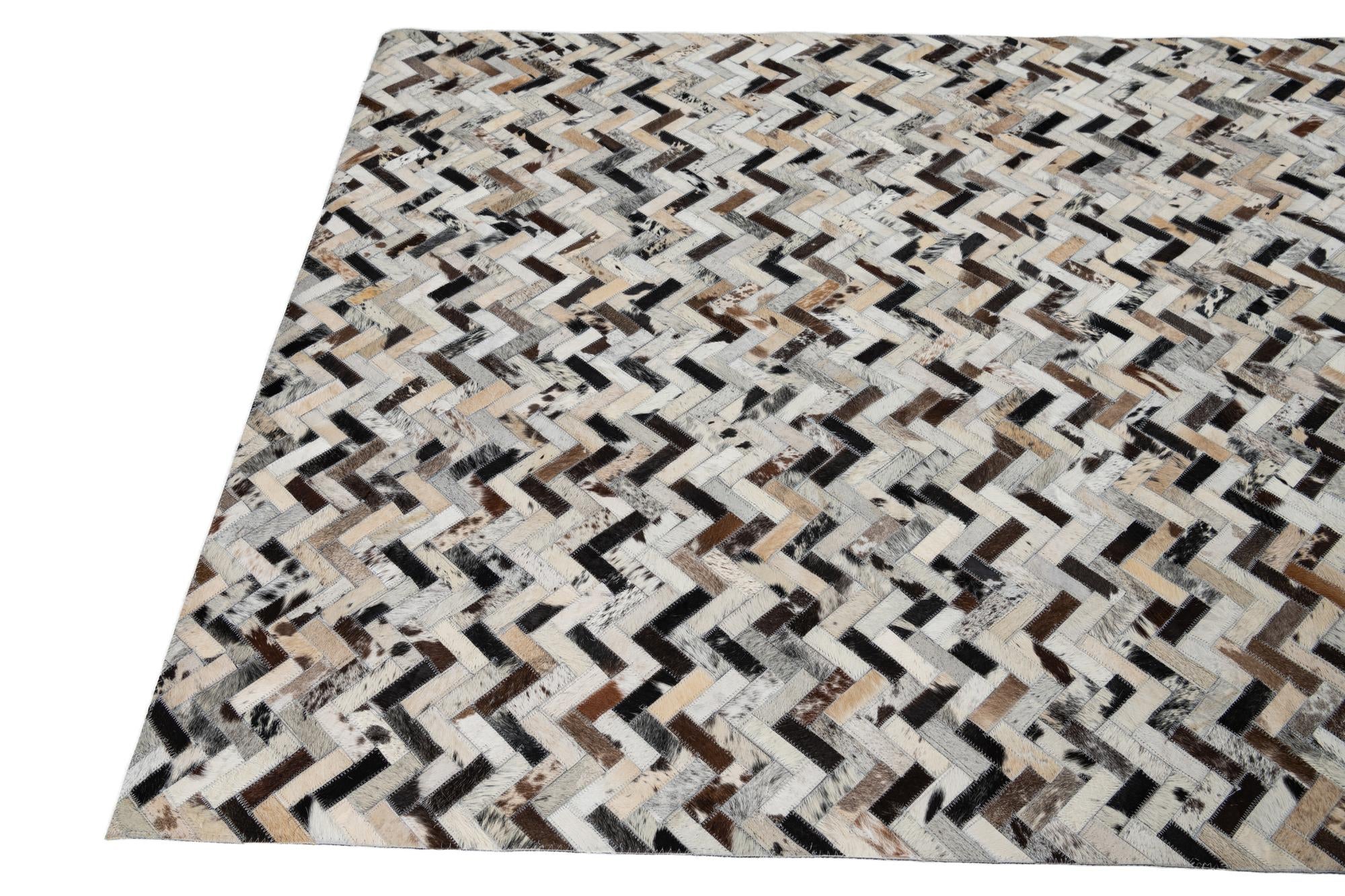 5' x 7' 7 Cowhide Leather Rug