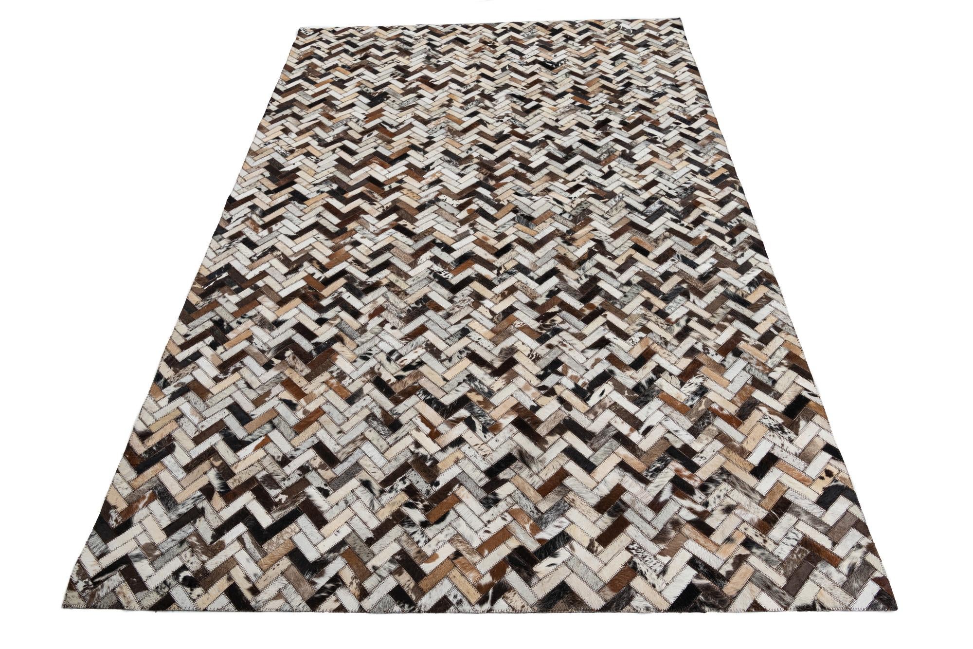 5' x 7' 10 Cowhide Leather Rug