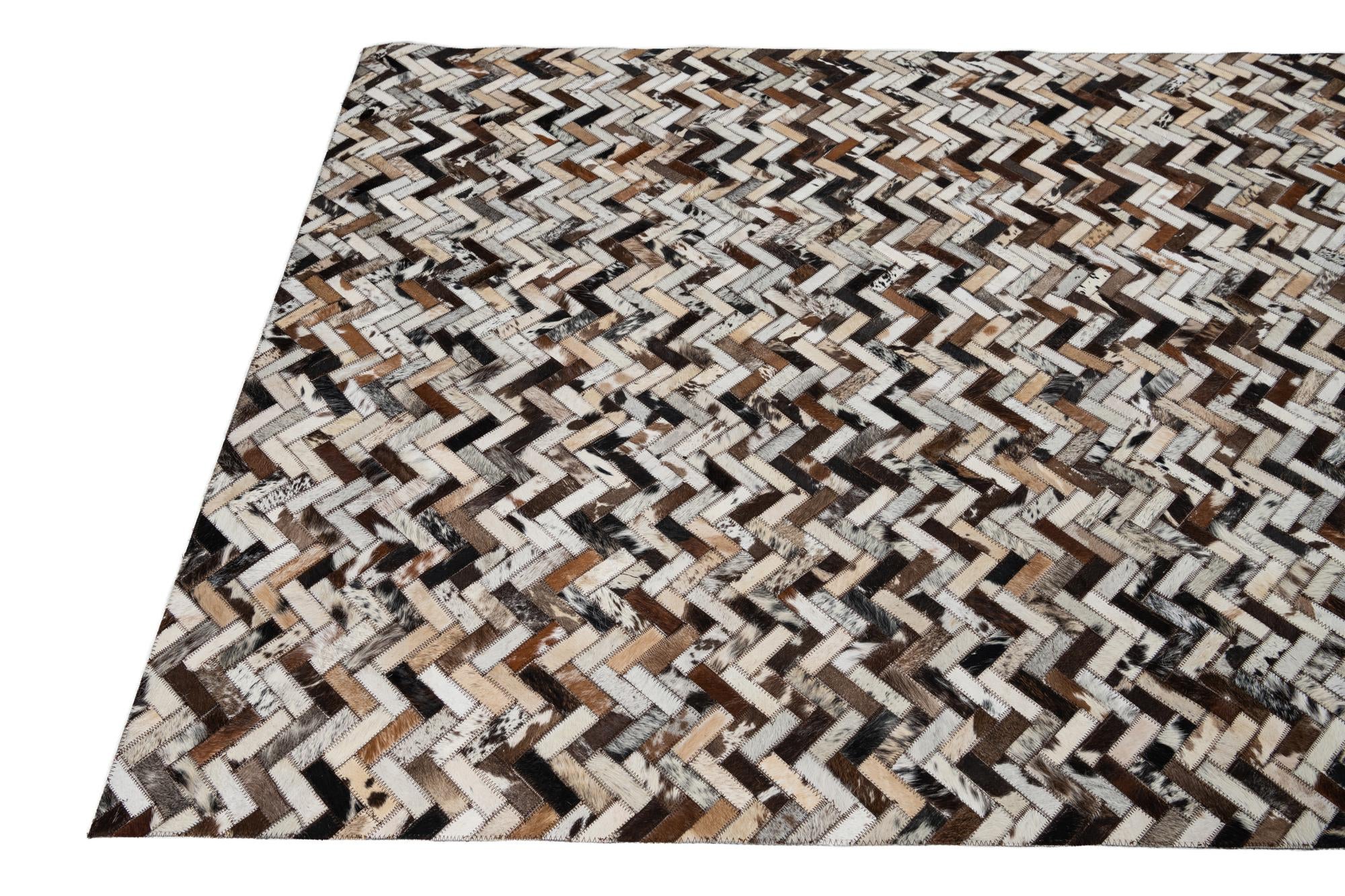 5' x 7' 10 Cowhide Leather Rug