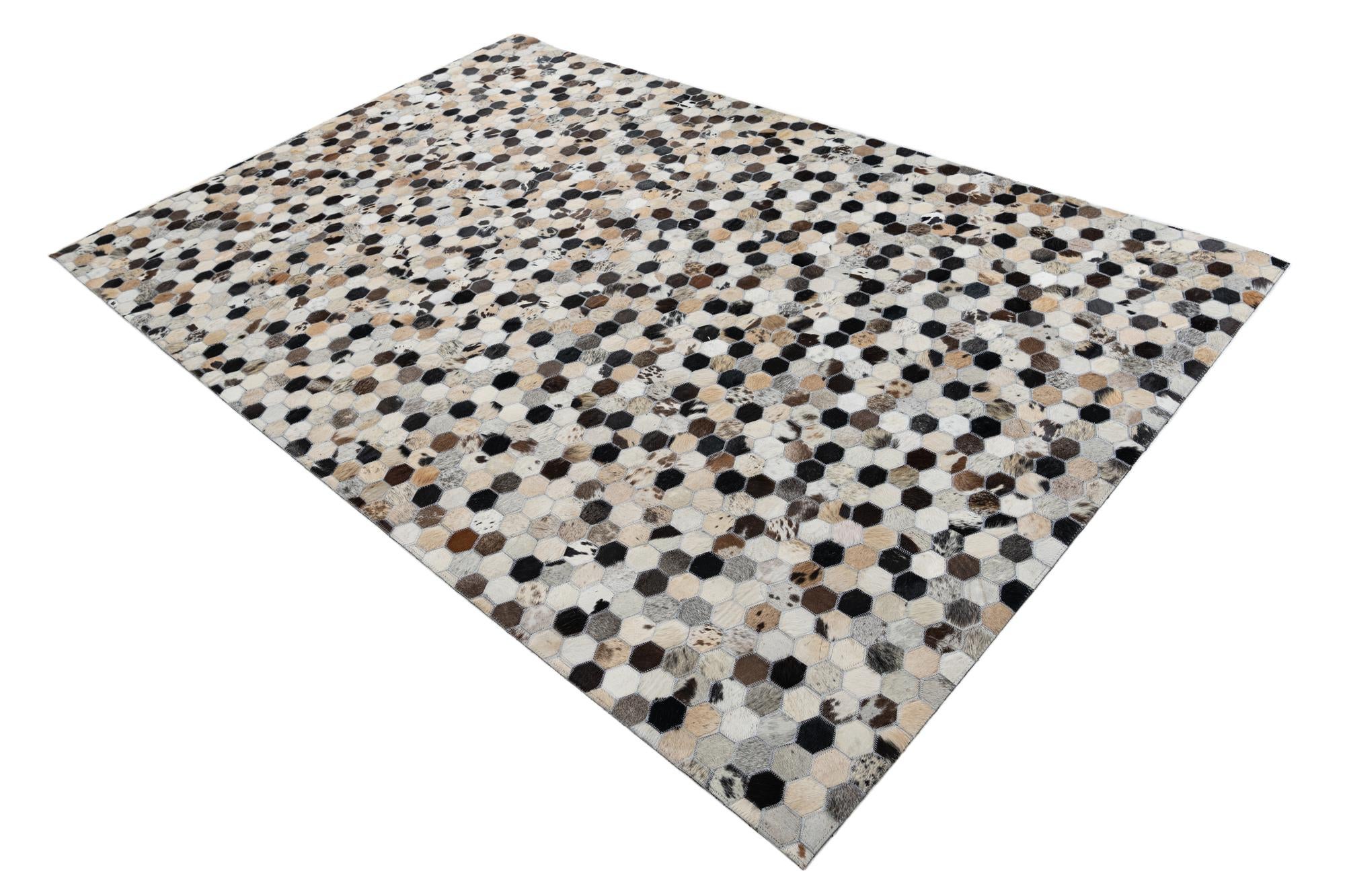 5' 1 x 8' Cowhide Leather Rug