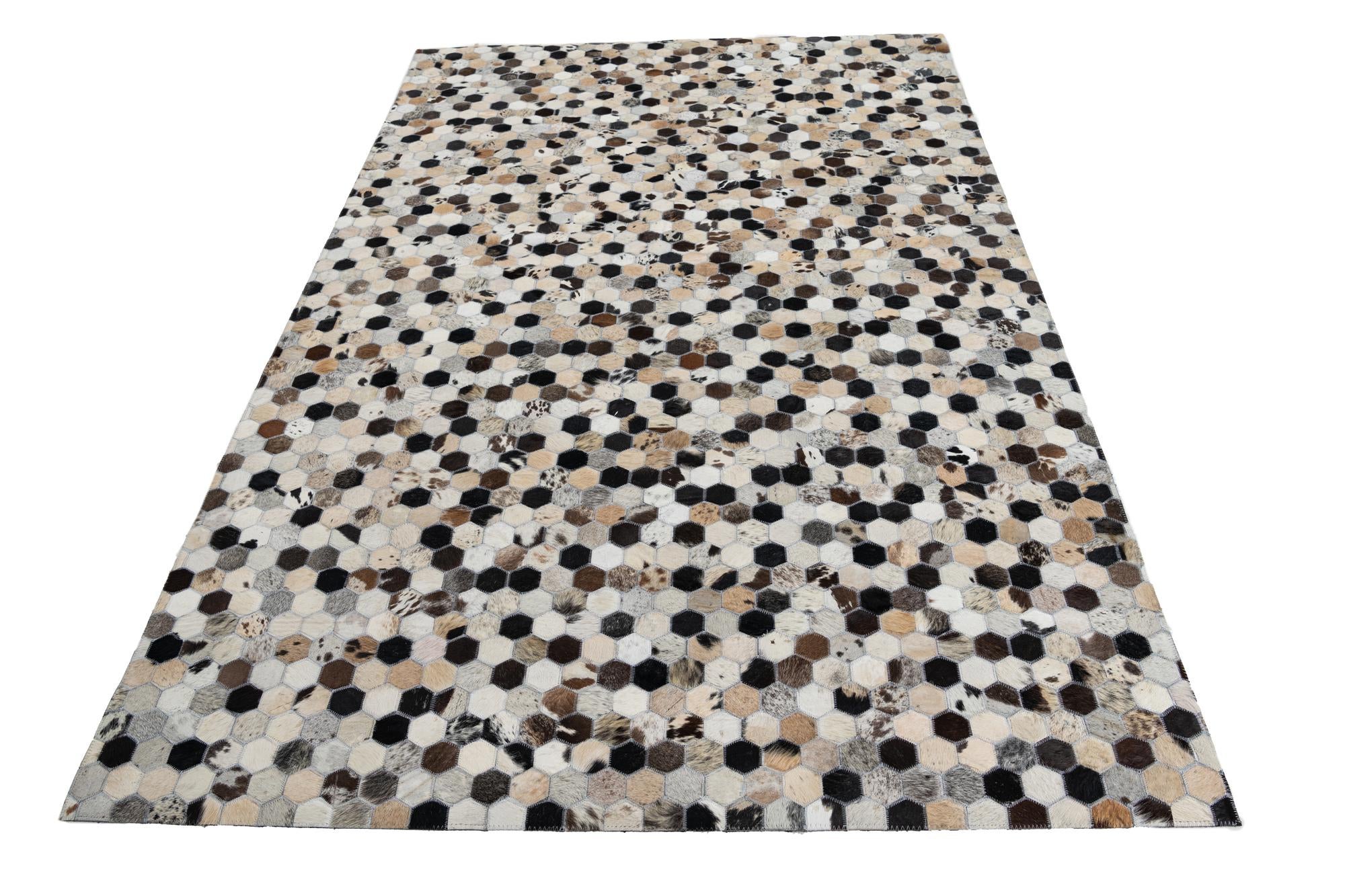 5' 1 x 8' Cowhide Leather Rug