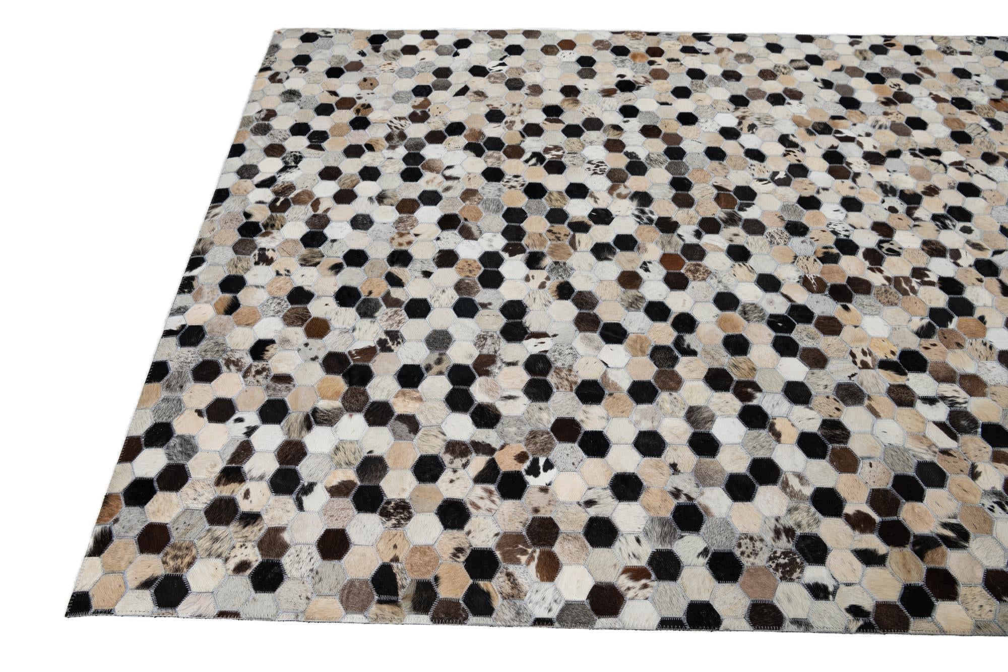 5' 1 x 8' Cowhide Leather Rug