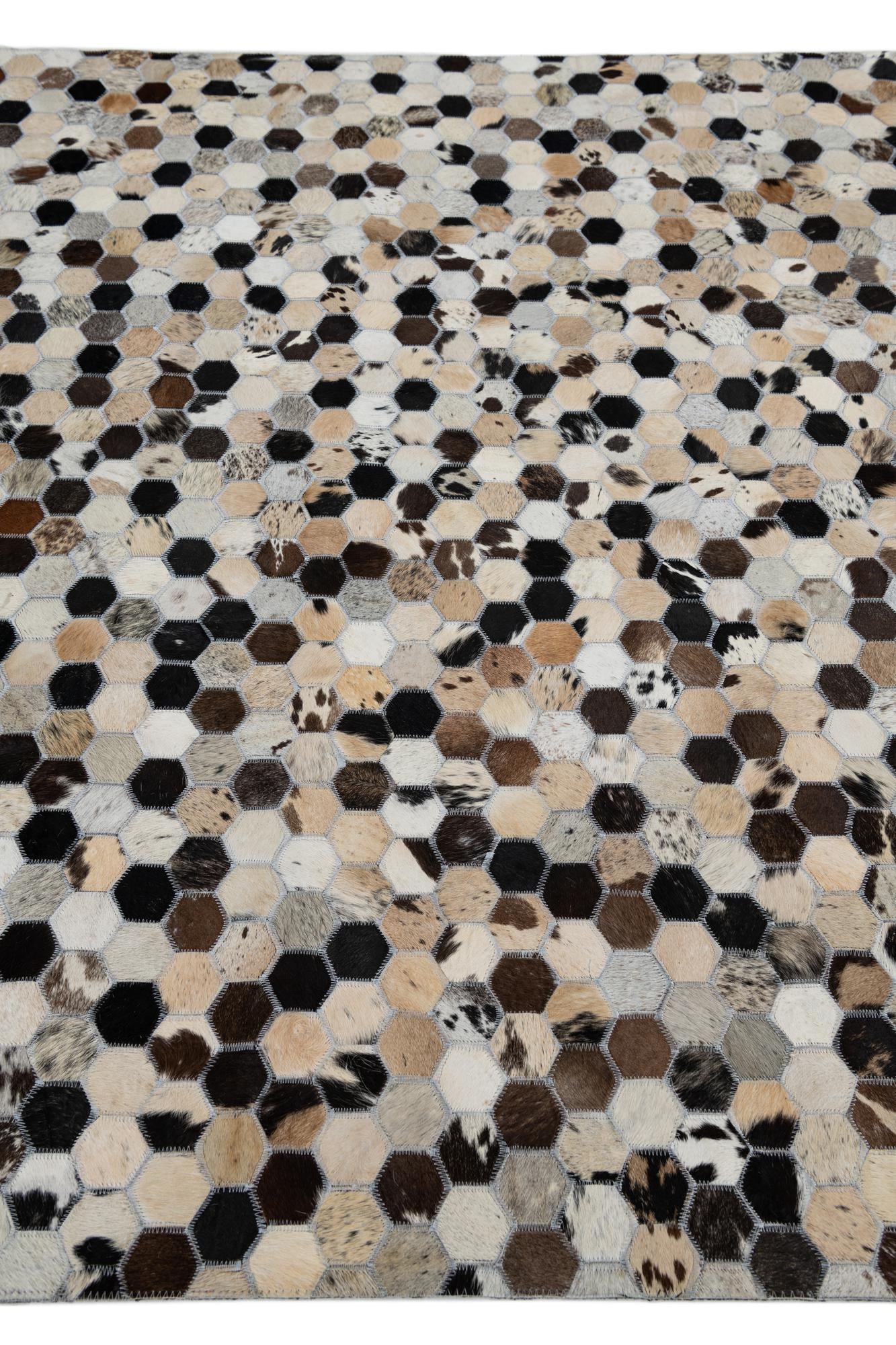 5' 1 x 8' Cowhide Leather Rug
