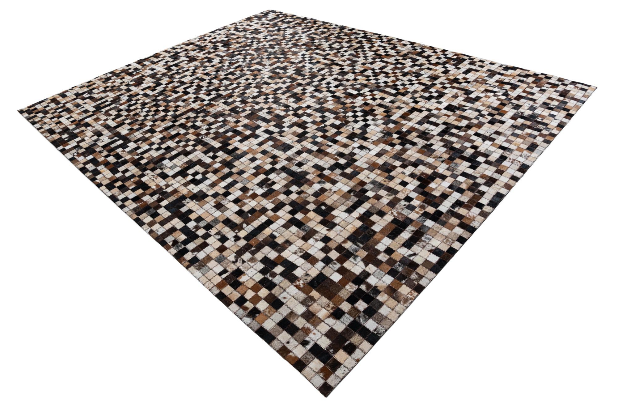 8' 1 x 10' Cowhide Leather Rug