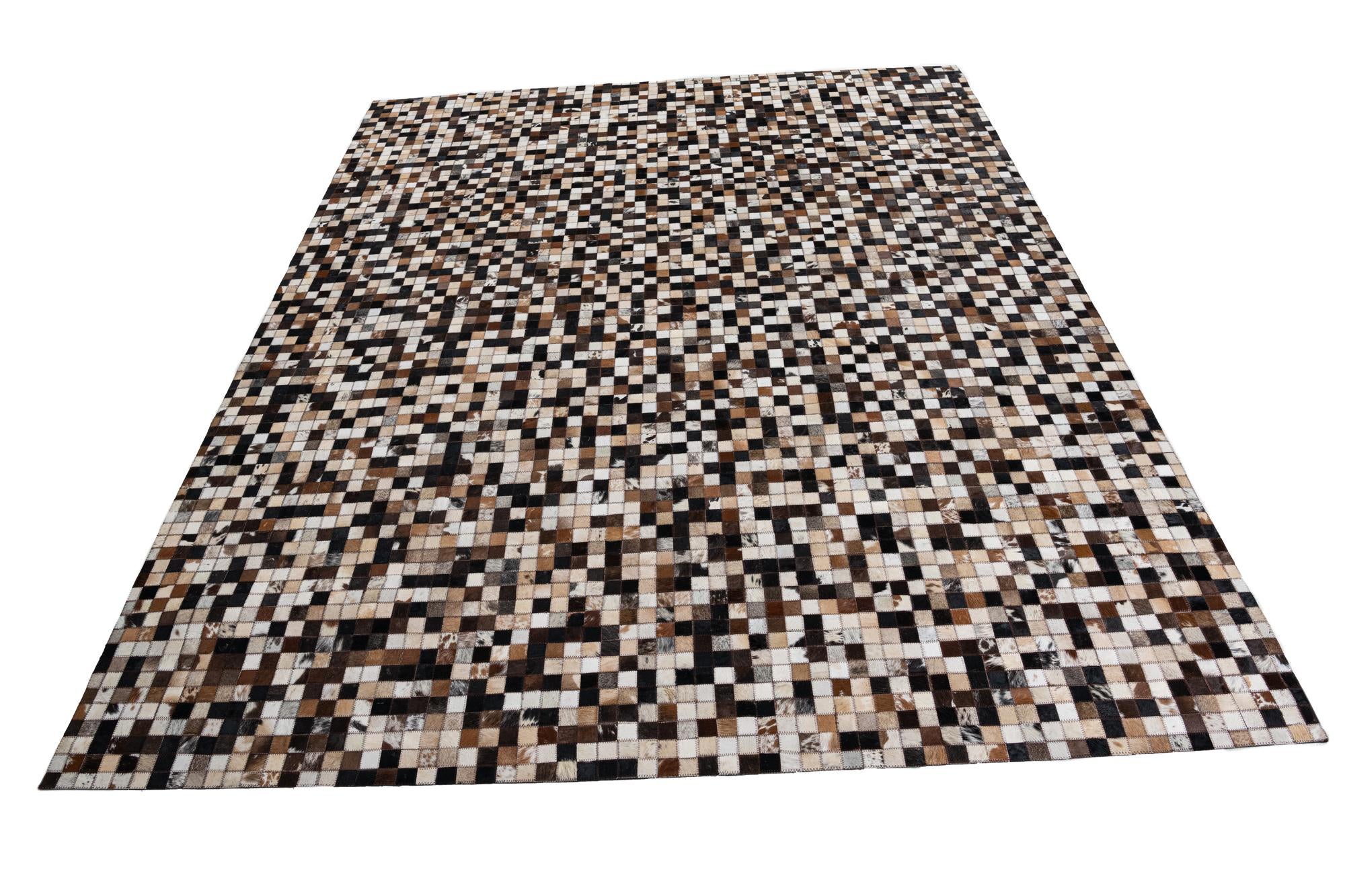 8' 1 x 10' Cowhide Leather Rug